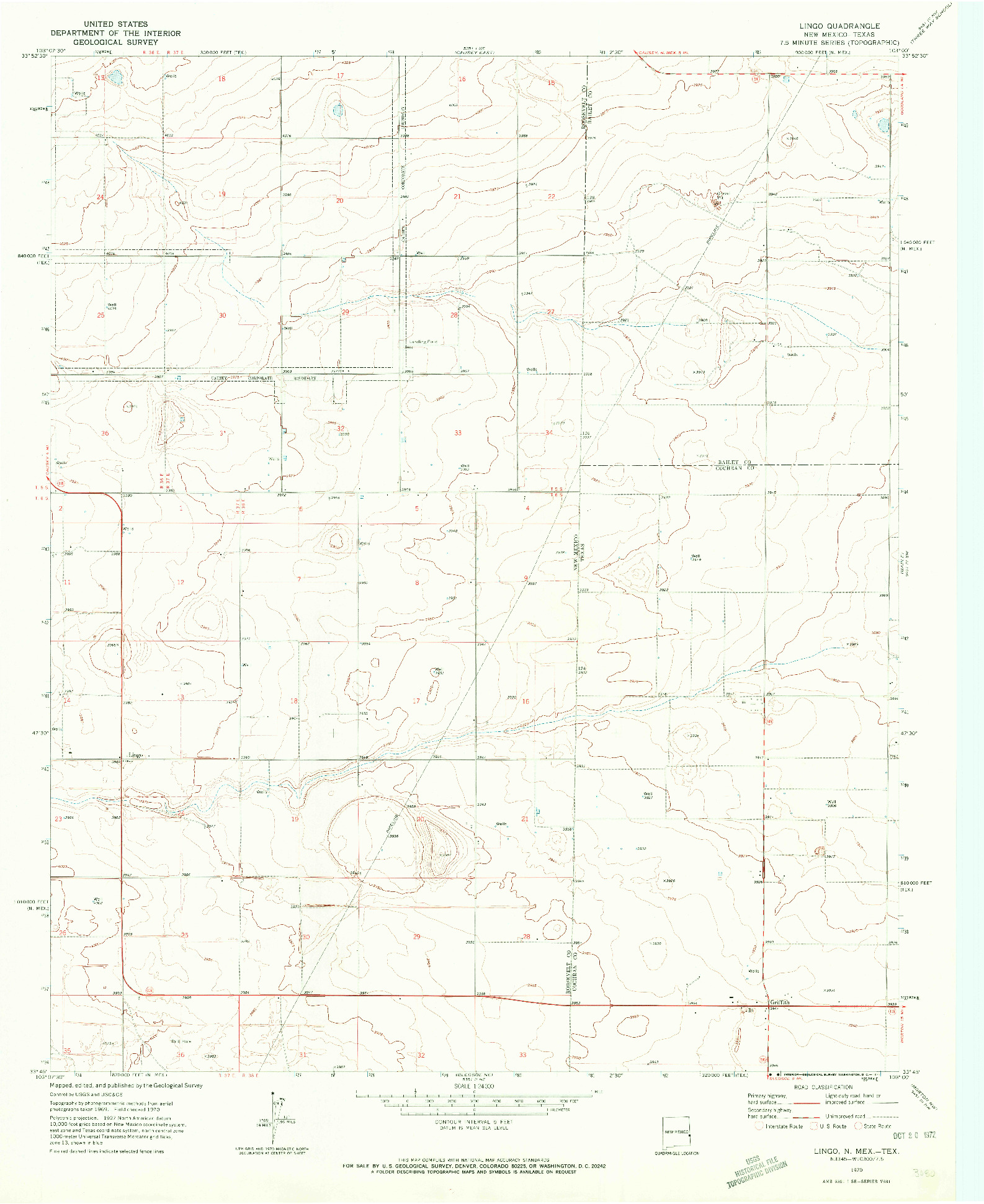USGS 1:24000-SCALE QUADRANGLE FOR LINGO, NM 1970