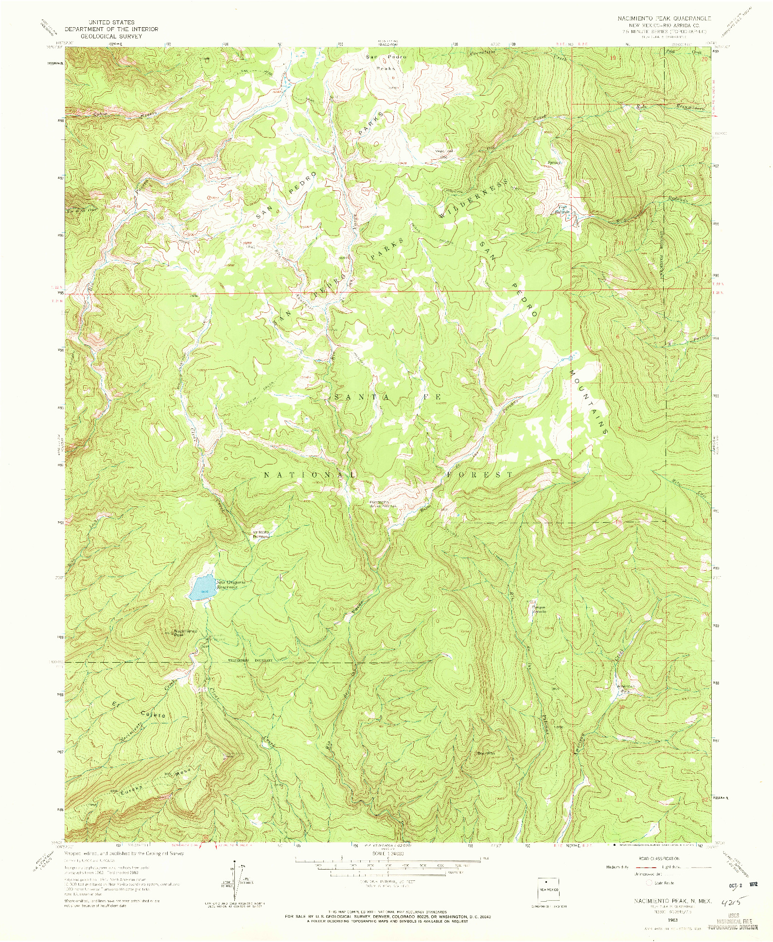 USGS 1:24000-SCALE QUADRANGLE FOR NACIMIENTO PEAK, NM 1963