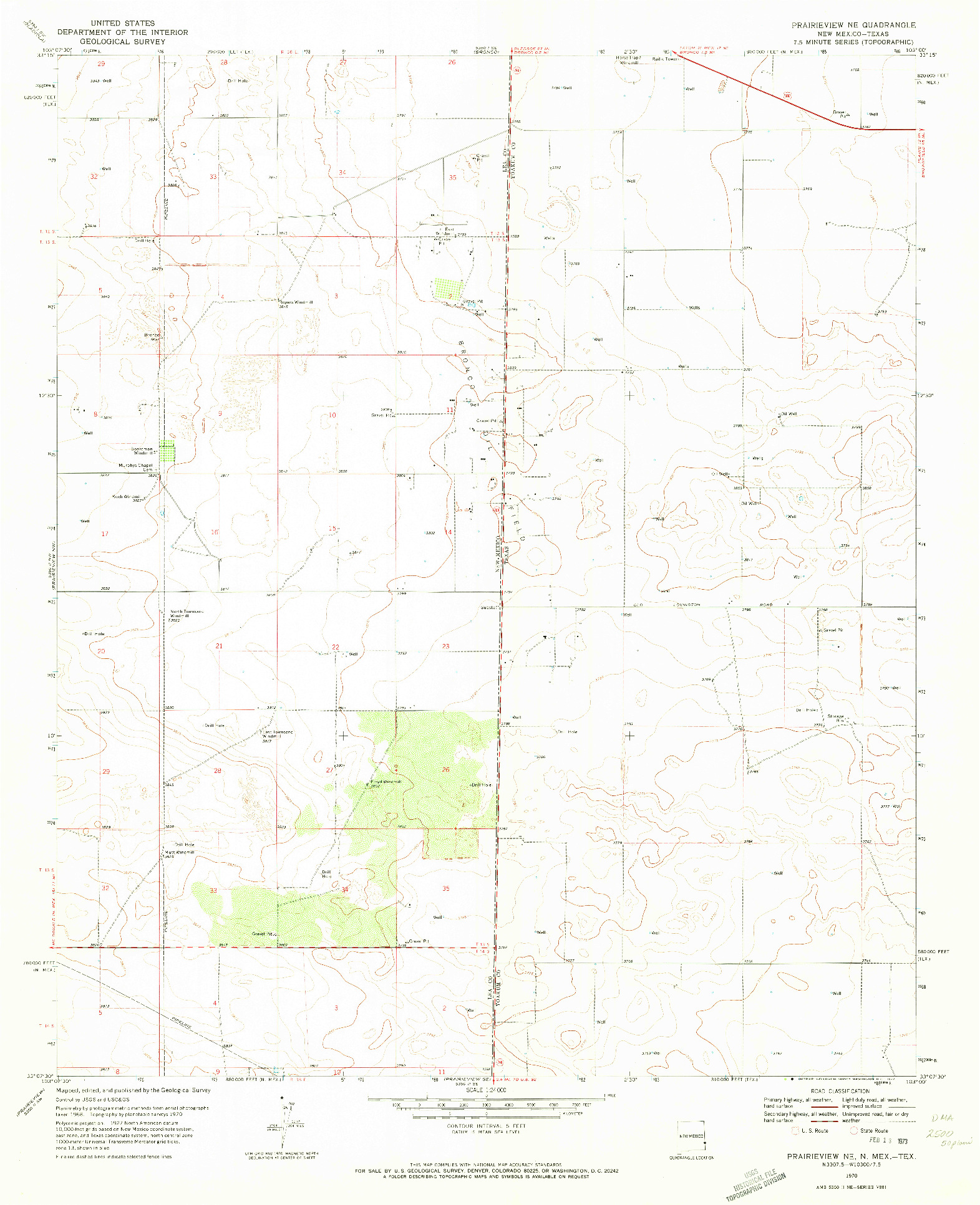 USGS 1:24000-SCALE QUADRANGLE FOR PRAIRIEVIEW NE, NM 1970
