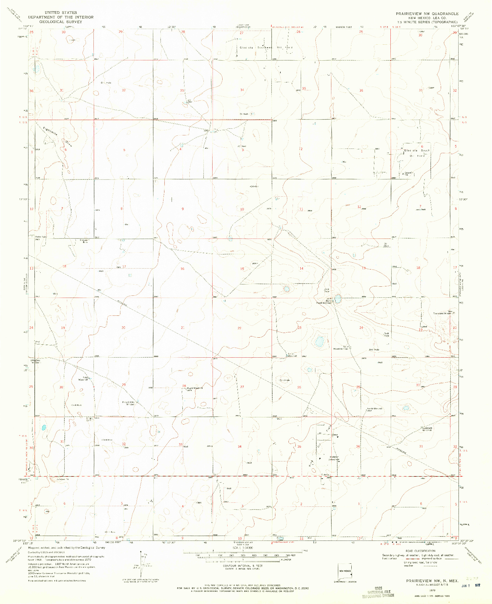 USGS 1:24000-SCALE QUADRANGLE FOR PRAIRIEVIEW NW, NM 1970