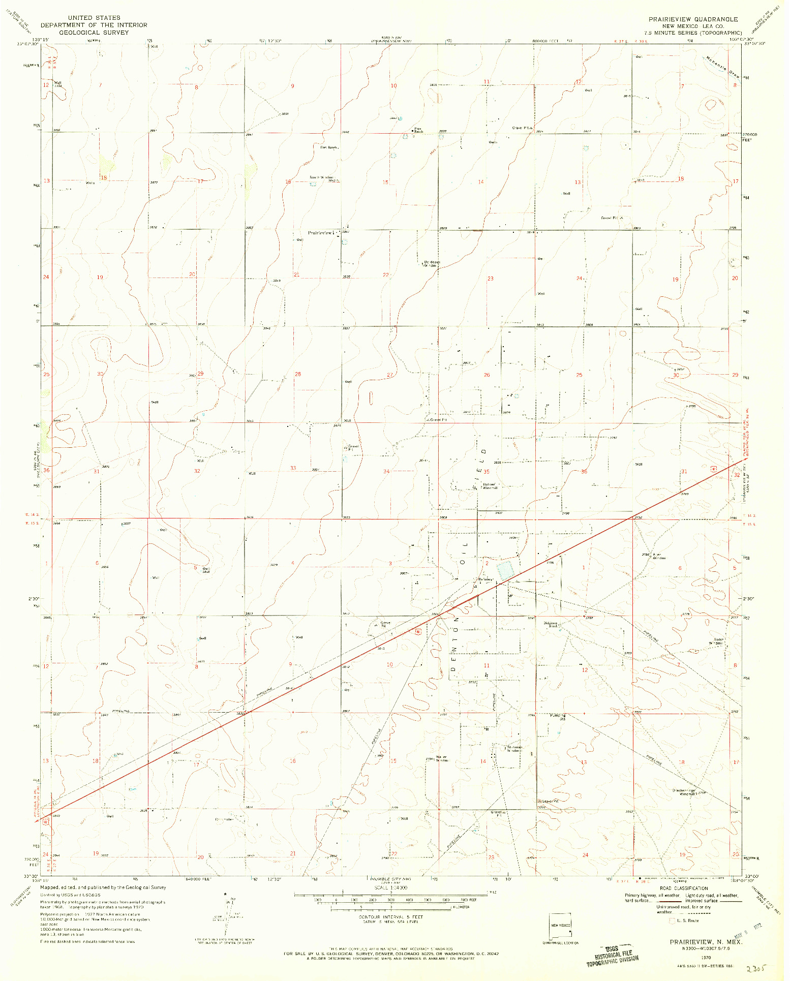 USGS 1:24000-SCALE QUADRANGLE FOR PRAIRIEVIEW, NM 1970