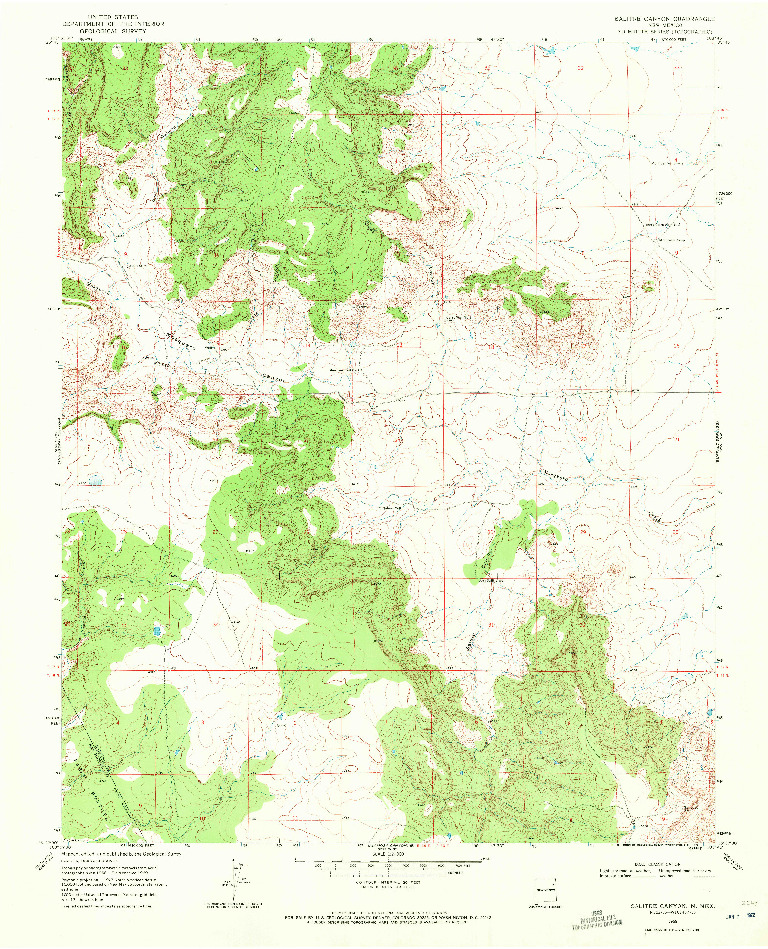 USGS 1:24000-SCALE QUADRANGLE FOR SALITRE CANYON, NM 1969