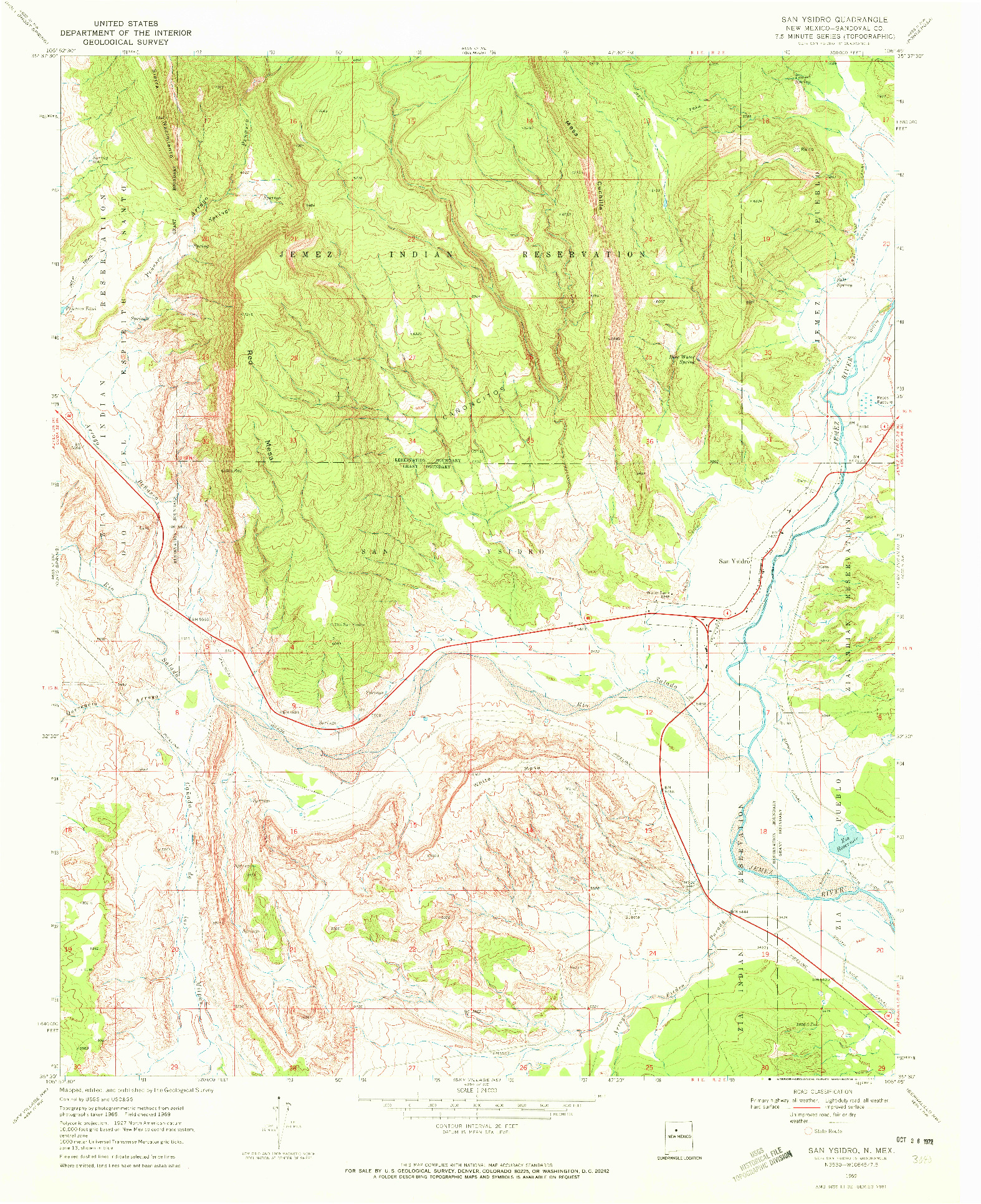 USGS 1:24000-SCALE QUADRANGLE FOR SAN YSIDRO, NM 1969