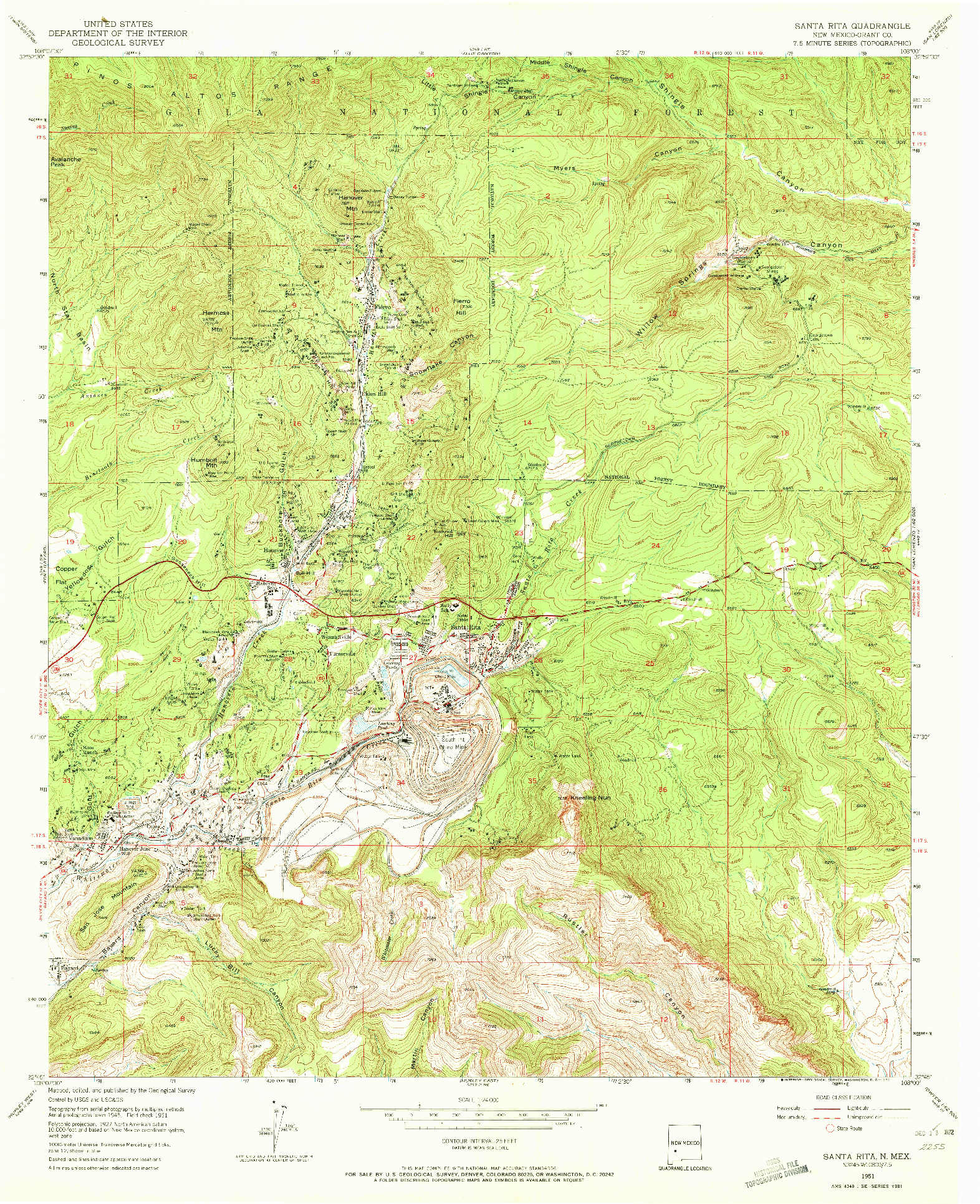 USGS 1:24000-SCALE QUADRANGLE FOR SANTA RITA, NM 1951