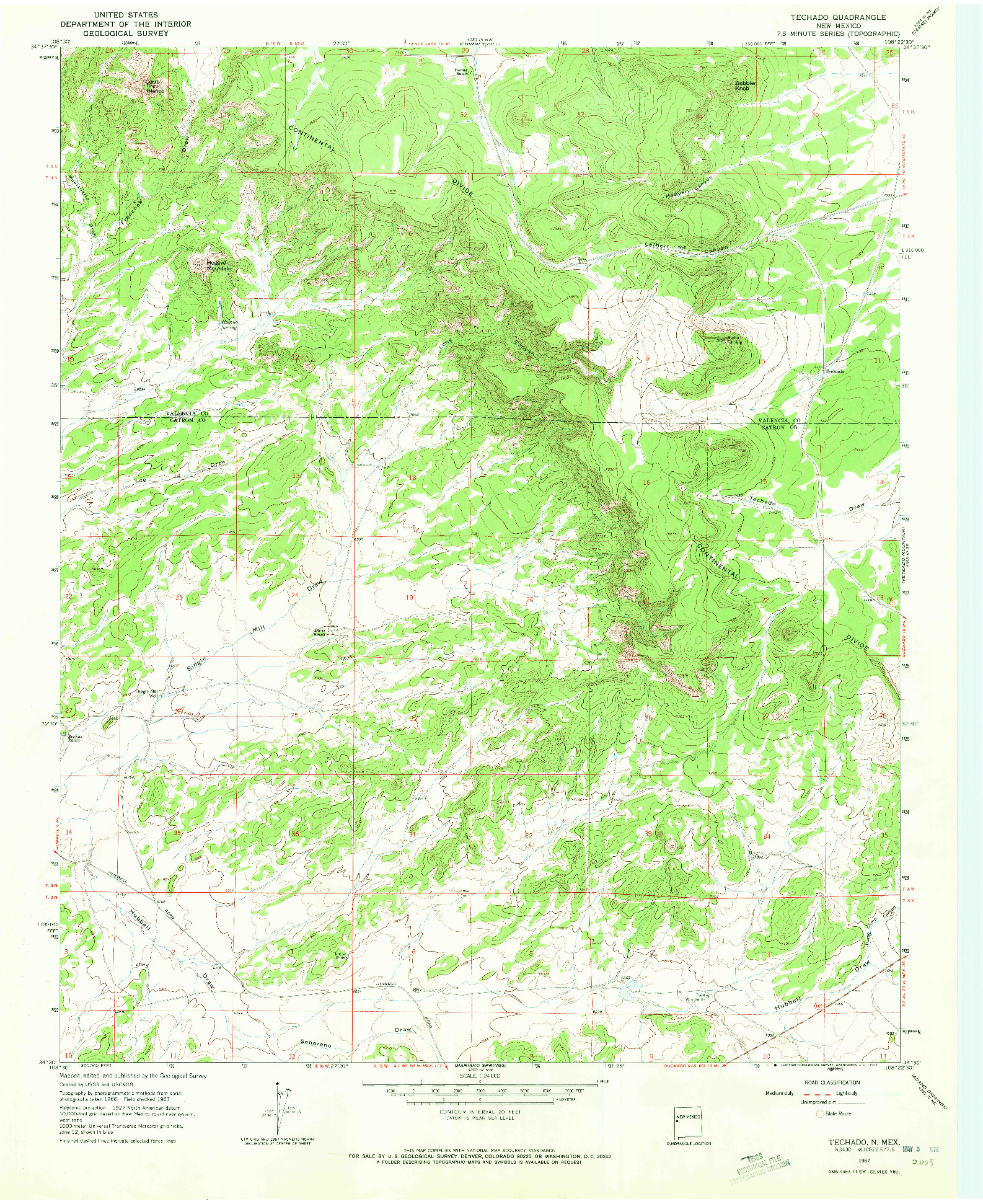 USGS 1:24000-SCALE QUADRANGLE FOR TECHADO, NM 1967