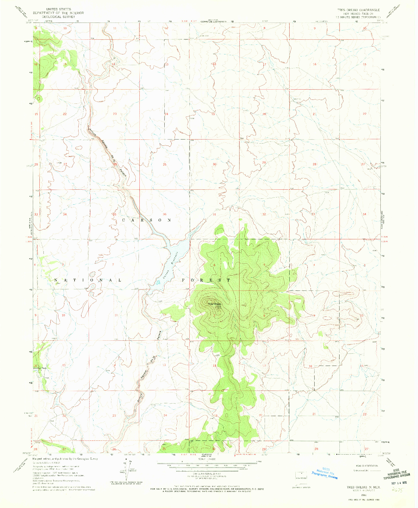 USGS 1:24000-SCALE QUADRANGLE FOR TRES OREJAS, NM 1961