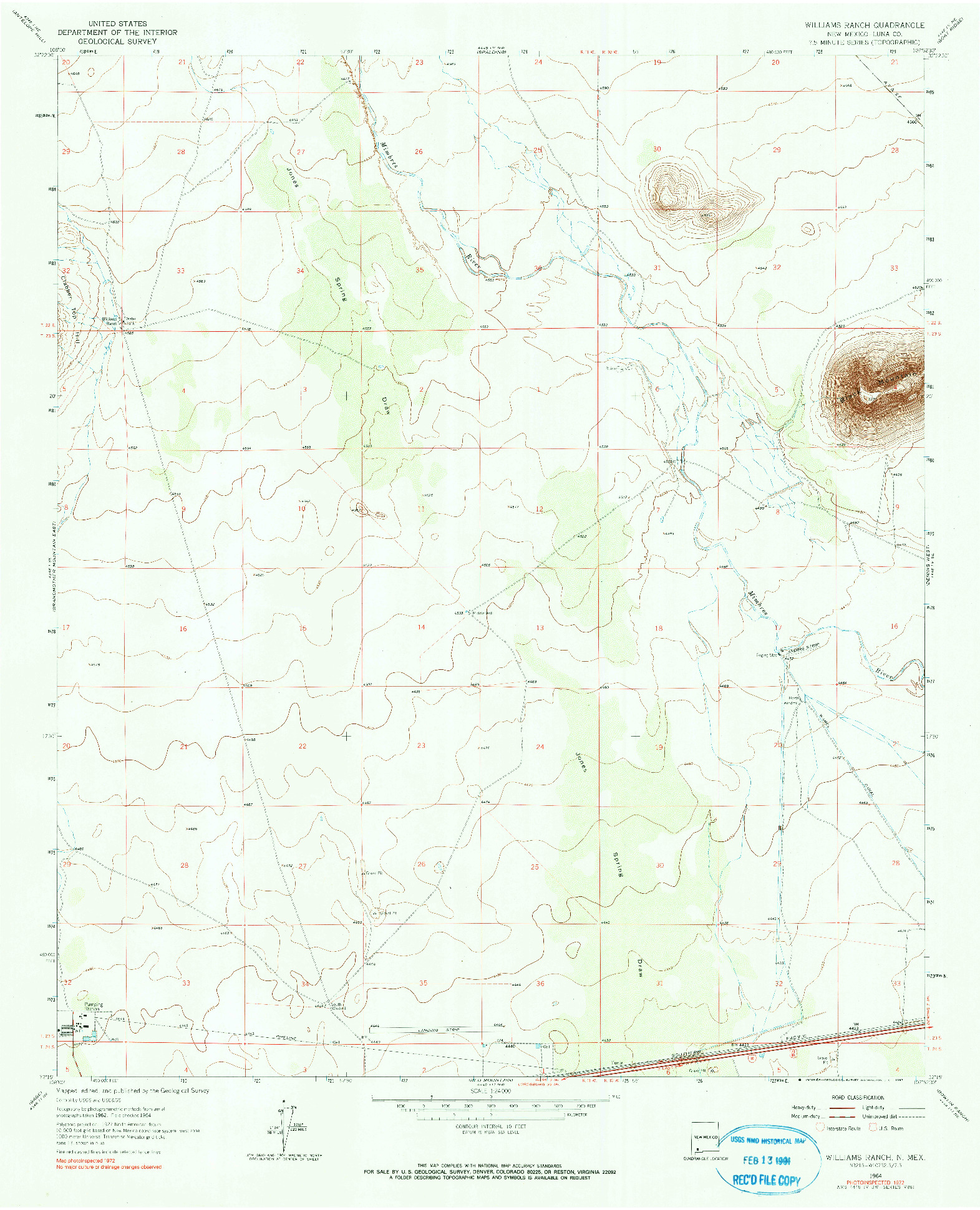 USGS 1:24000-SCALE QUADRANGLE FOR WILLIAMS RANCH, NM 1964
