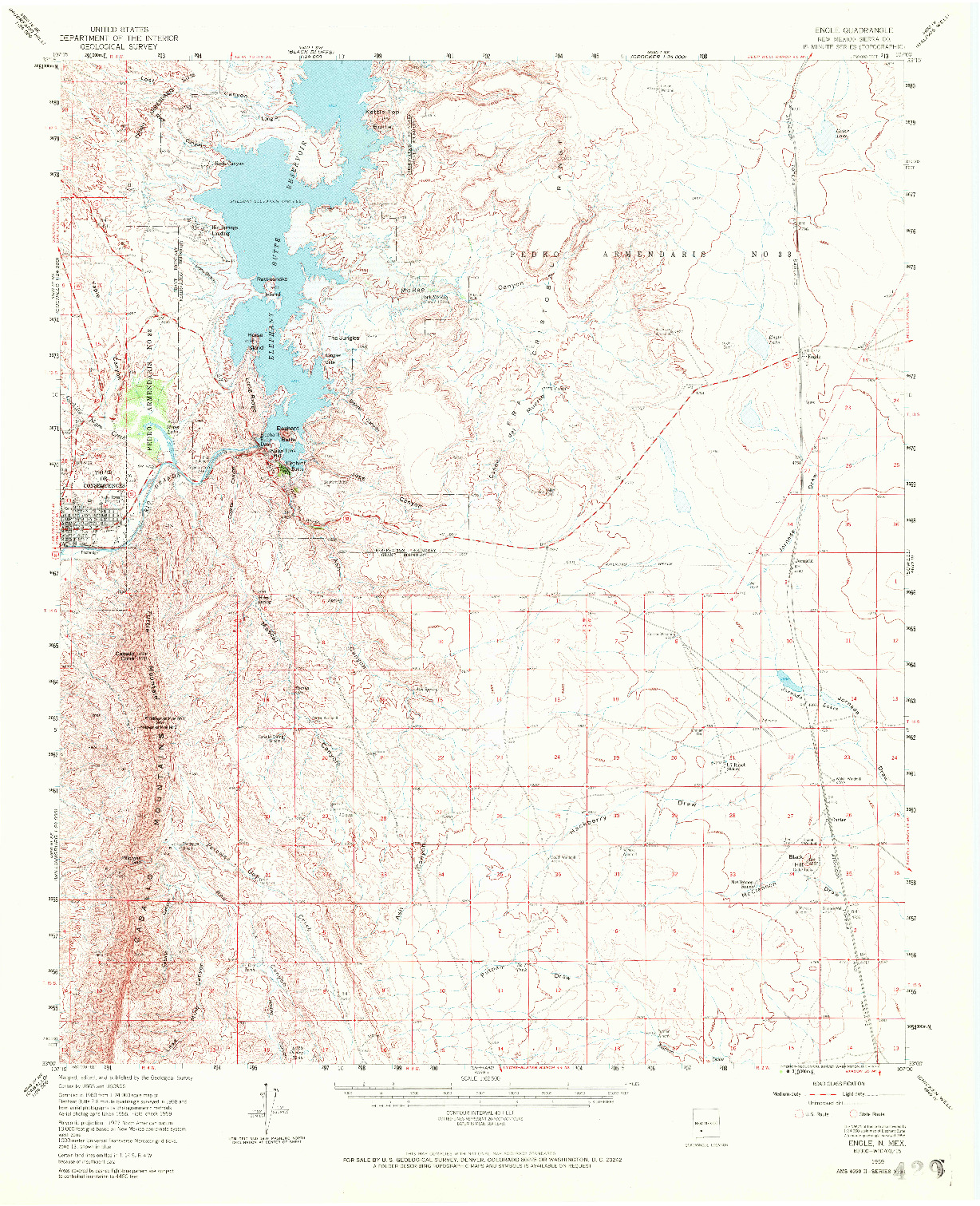 USGS 1:62500-SCALE QUADRANGLE FOR ENGLE, NM 1959