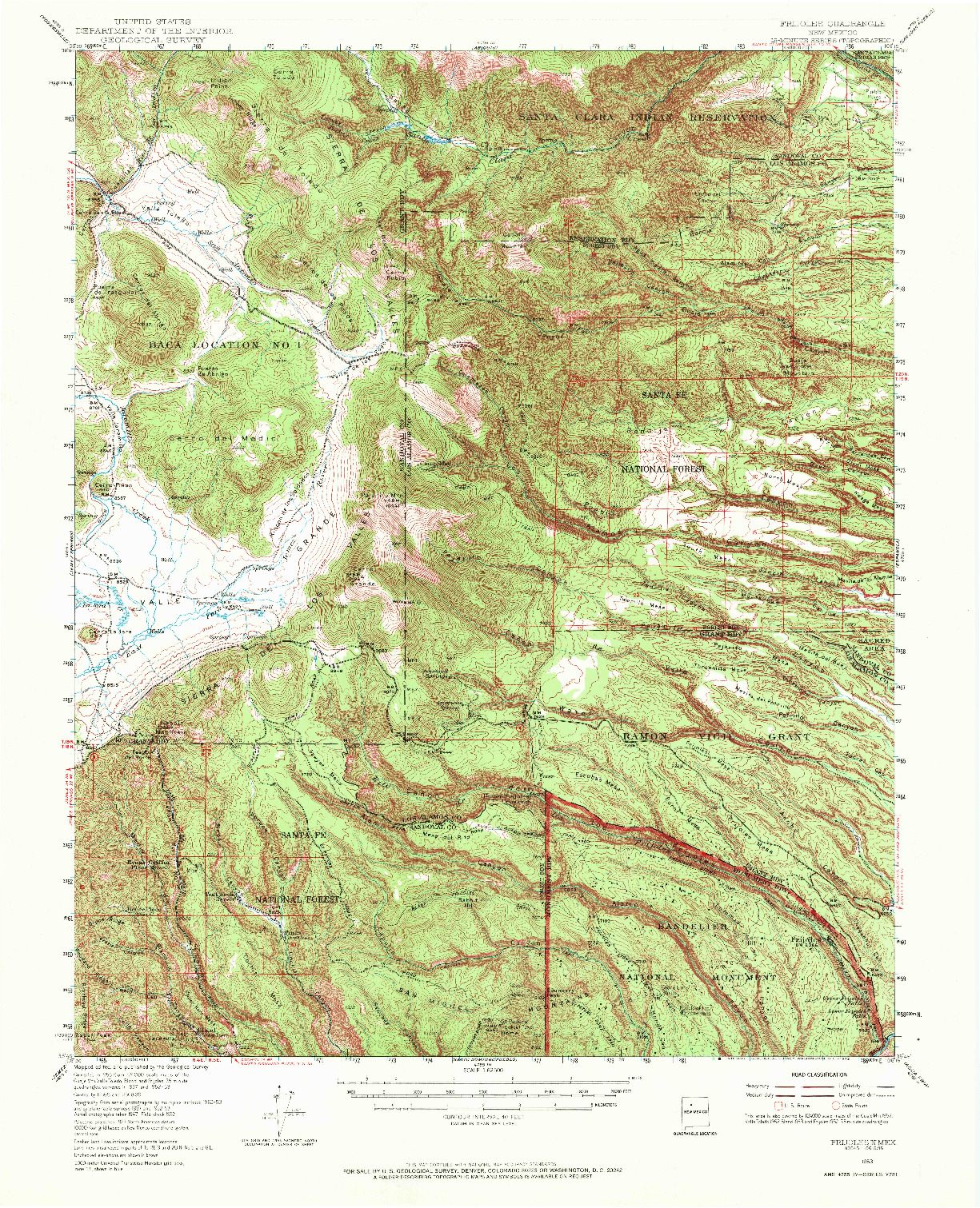 USGS 1:62500-SCALE QUADRANGLE FOR FRIJOLES, NM 1953