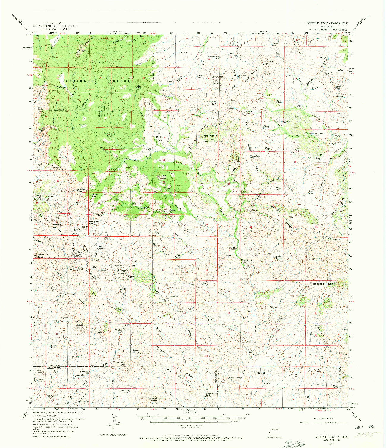 USGS 1:62500-SCALE QUADRANGLE FOR STEEPLE ROCK, NM 1959