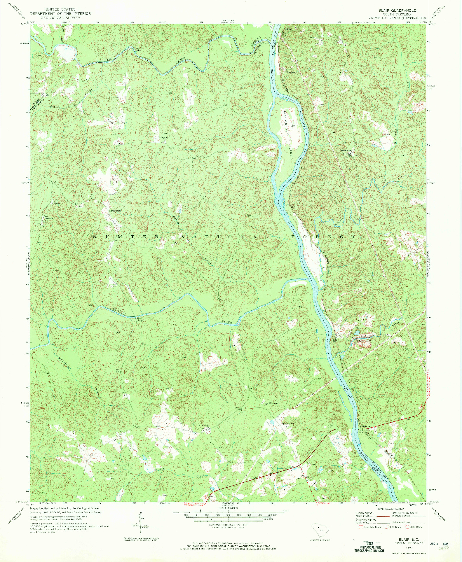 USGS 1:24000-SCALE QUADRANGLE FOR BLAIR, SC 1969