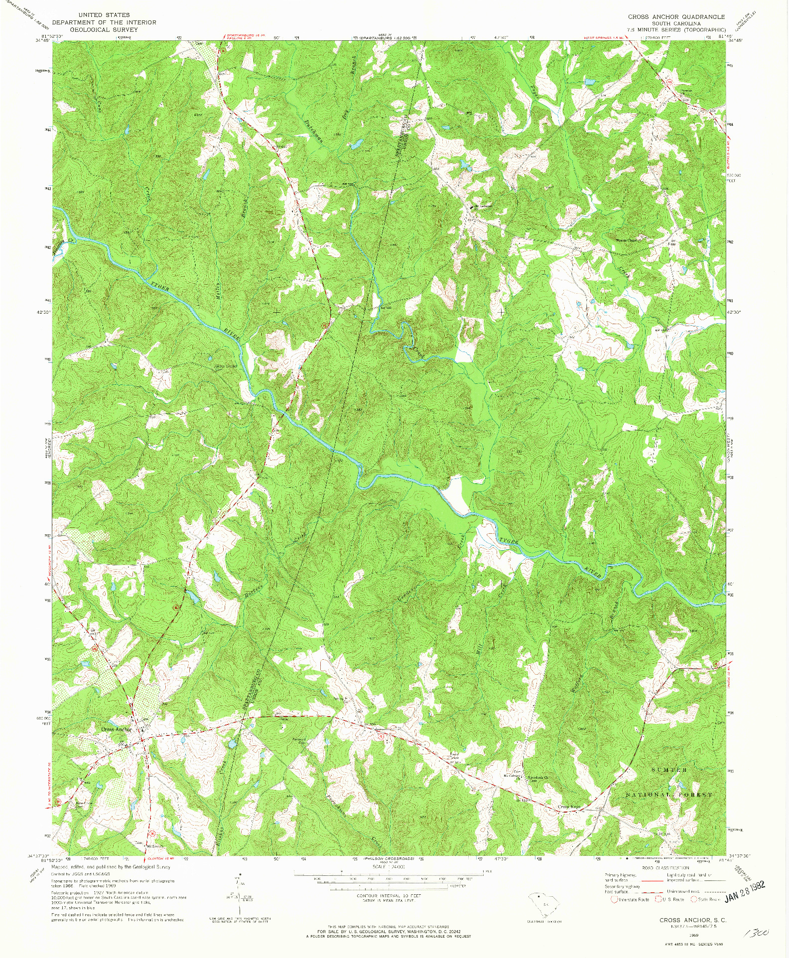 USGS 1:24000-SCALE QUADRANGLE FOR CROSS ANCHOR, SC 1969