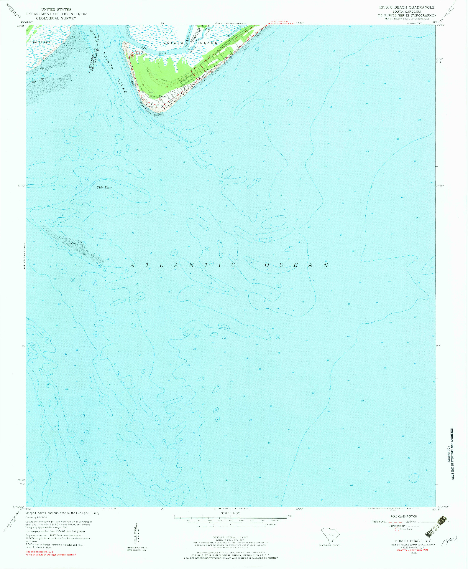 USGS 1:24000-SCALE QUADRANGLE FOR EDISTO BEACH, SC 1956