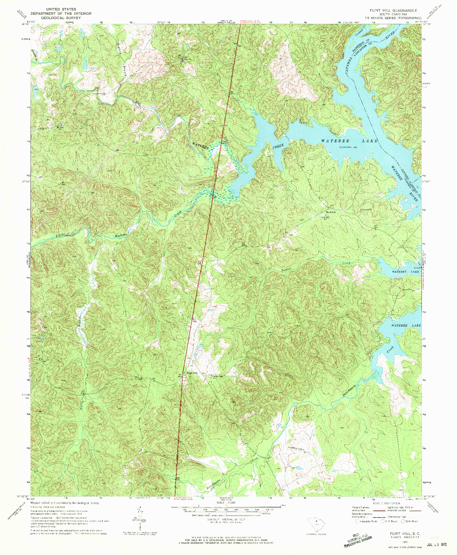 USGS 1:24000-SCALE QUADRANGLE FOR FLINT HILL, SC 1971