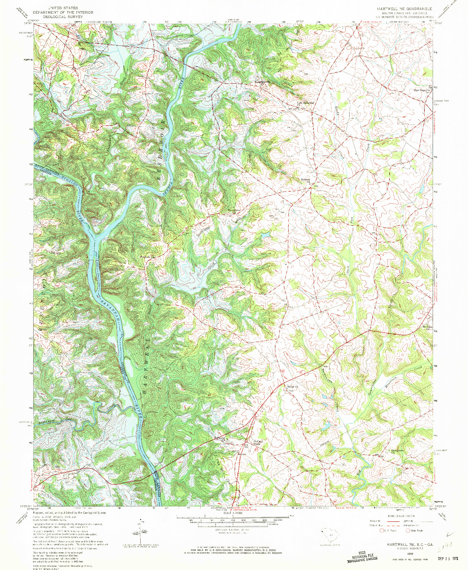 USGS 1:24000-SCALE QUADRANGLE FOR HARTWELL NE, SC 1959