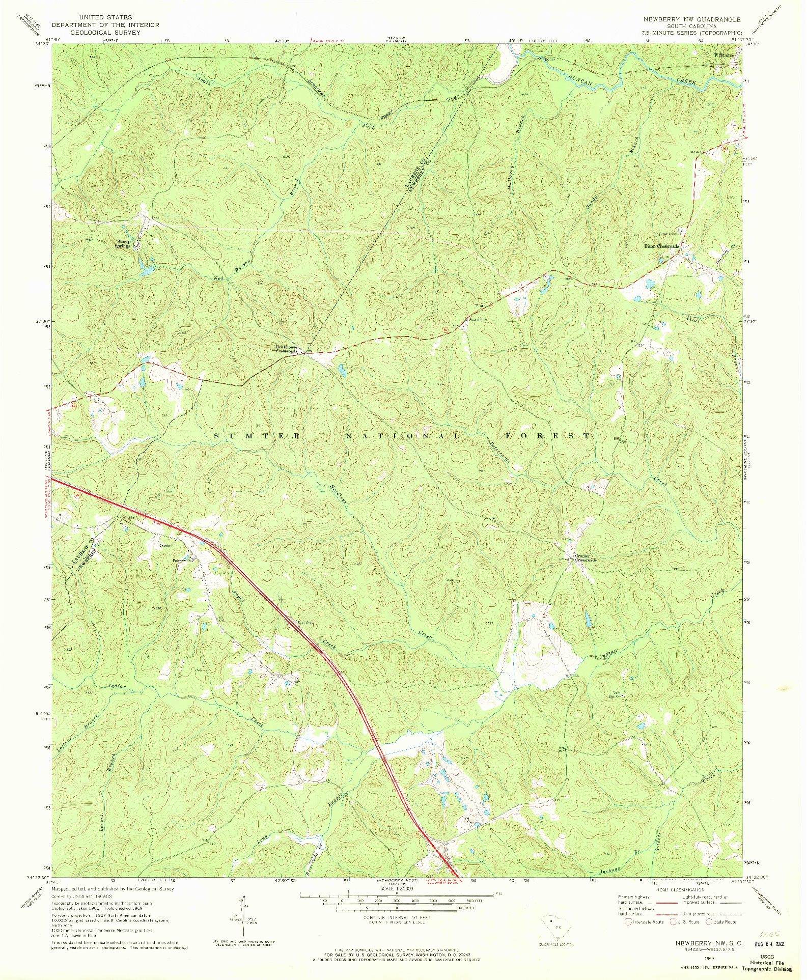 USGS 1:24000-SCALE QUADRANGLE FOR NEWBERRY NW, SC 1969