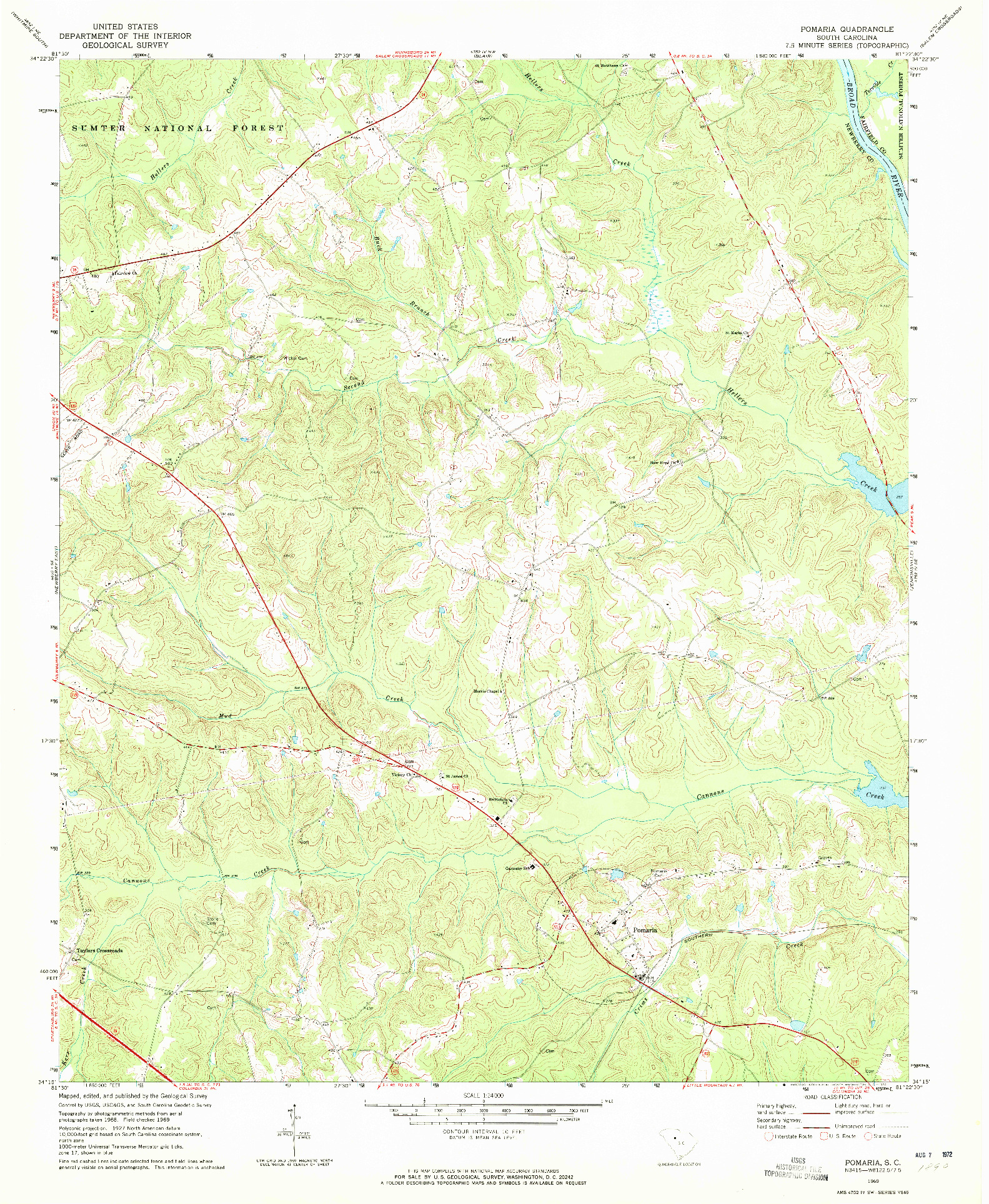 USGS 1:24000-SCALE QUADRANGLE FOR POMARIA, SC 1969