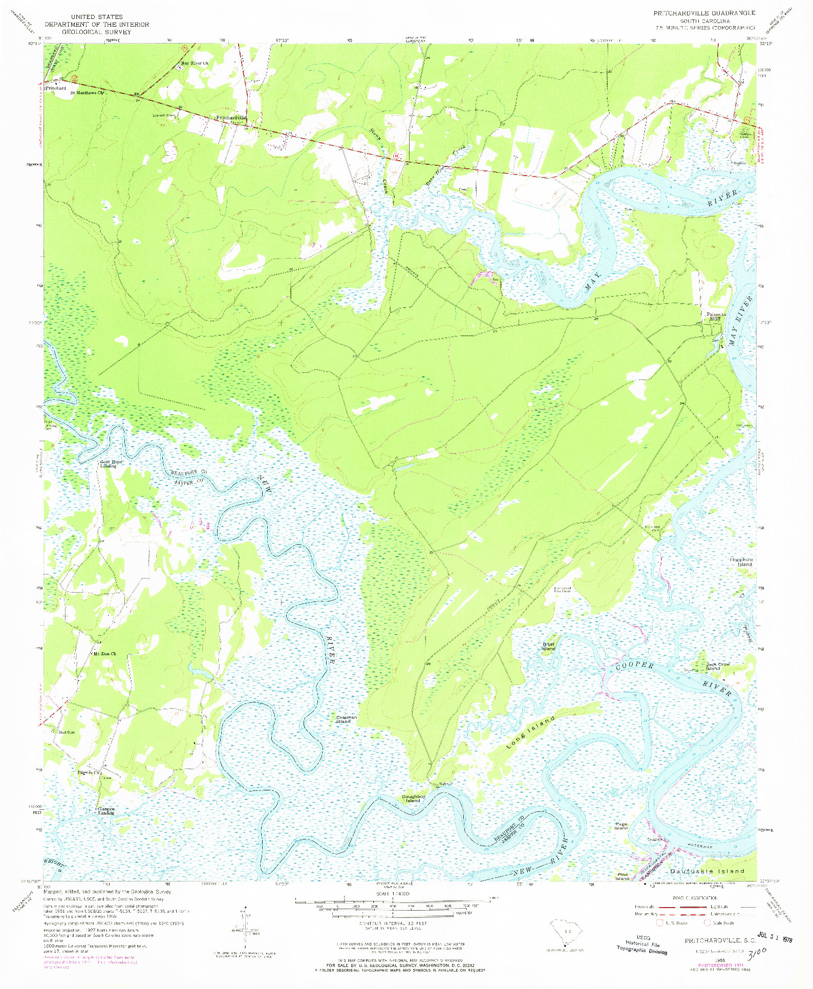 USGS 1:24000-SCALE QUADRANGLE FOR PRITCHARDVILLE, SC 1955