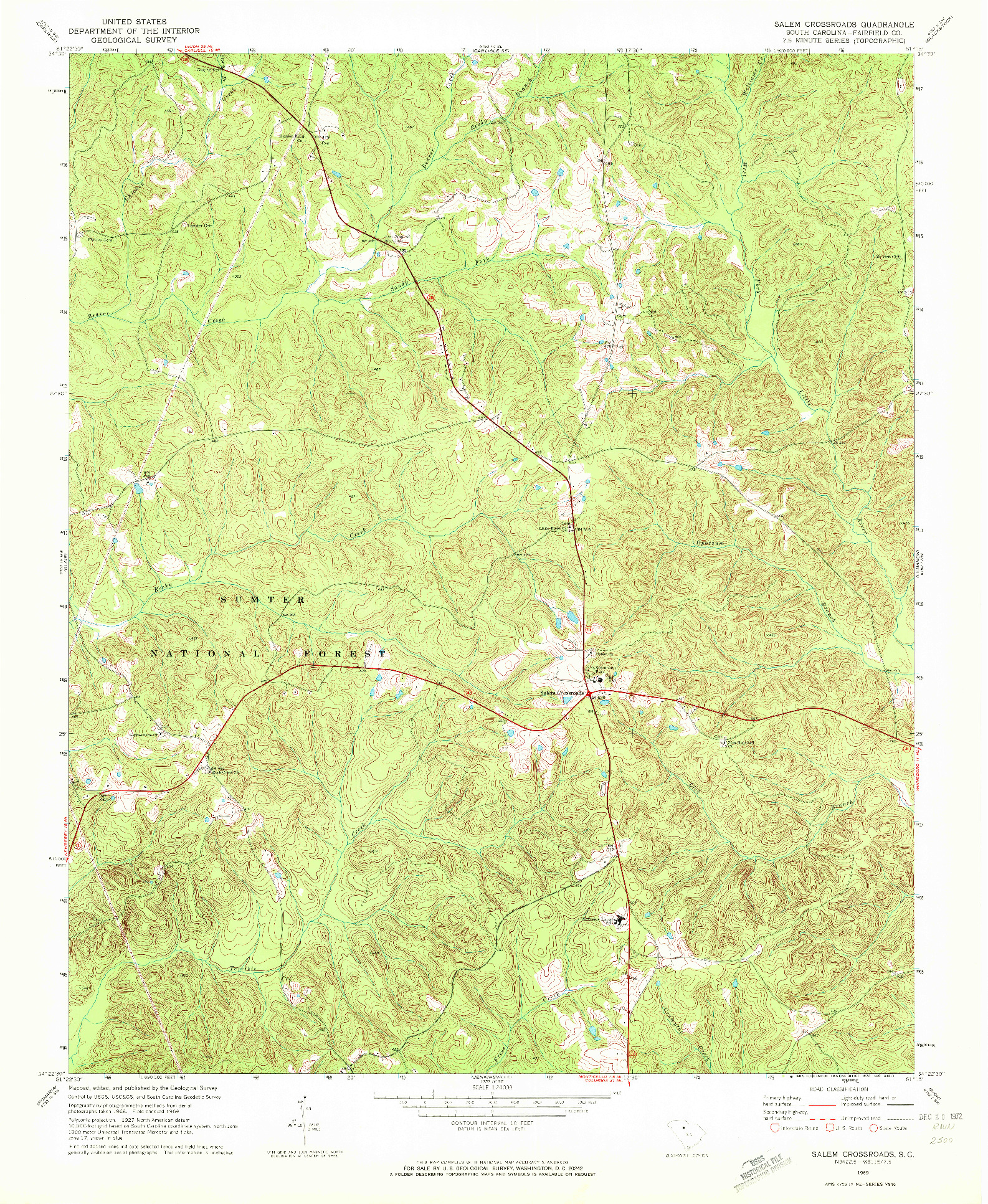 USGS 1:24000-SCALE QUADRANGLE FOR SALEM CROSSROADS, SC 1969
