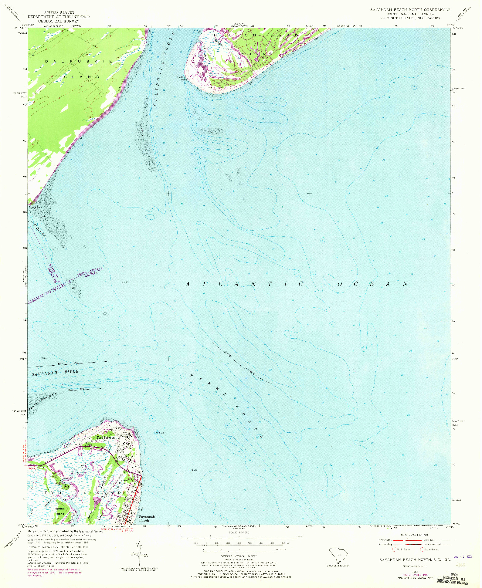 USGS 1:24000-SCALE QUADRANGLE FOR SAVANNAH BEACH NORTH, SC 1955