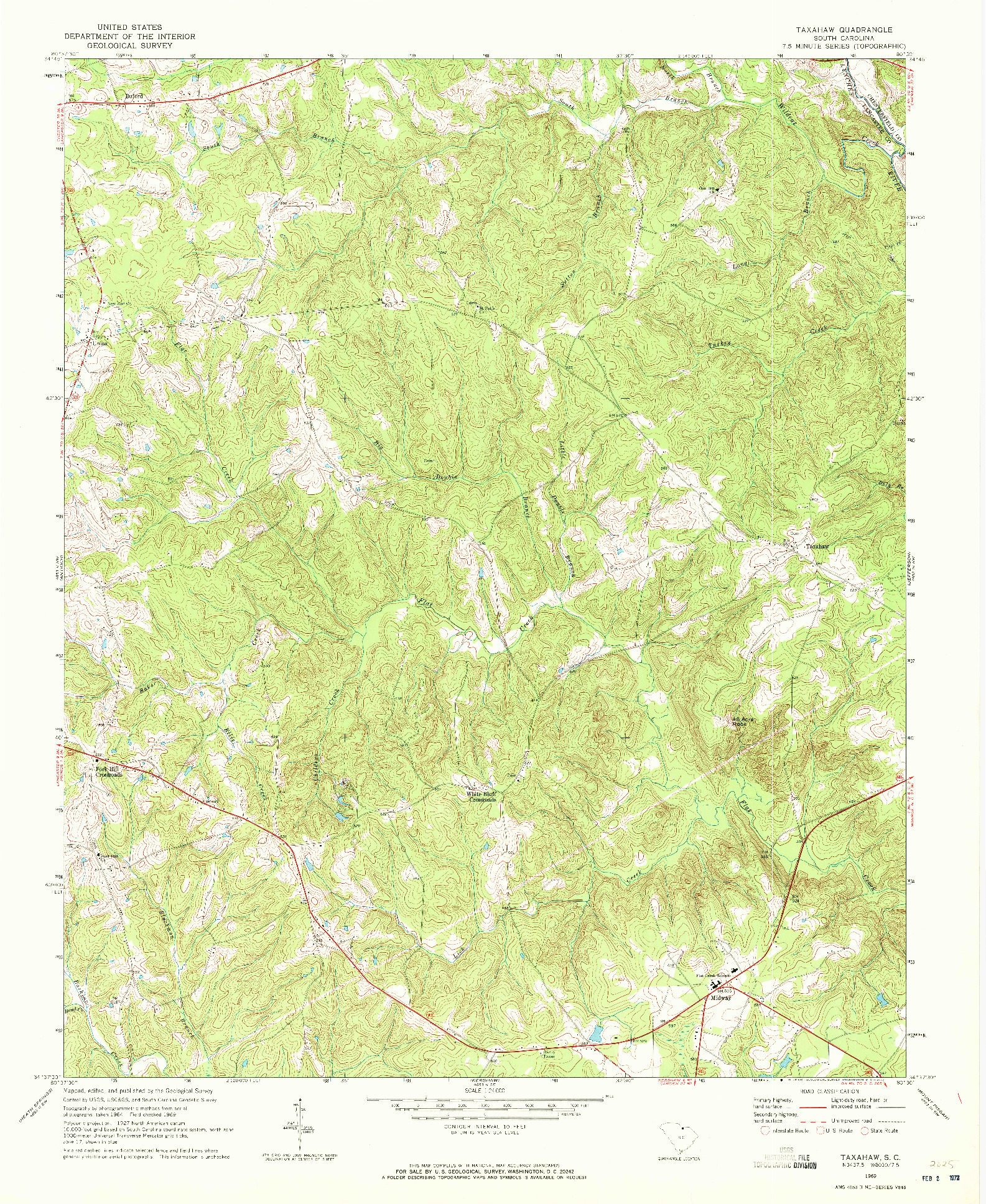 USGS 1:24000-SCALE QUADRANGLE FOR TAXAHAW, SC 1969