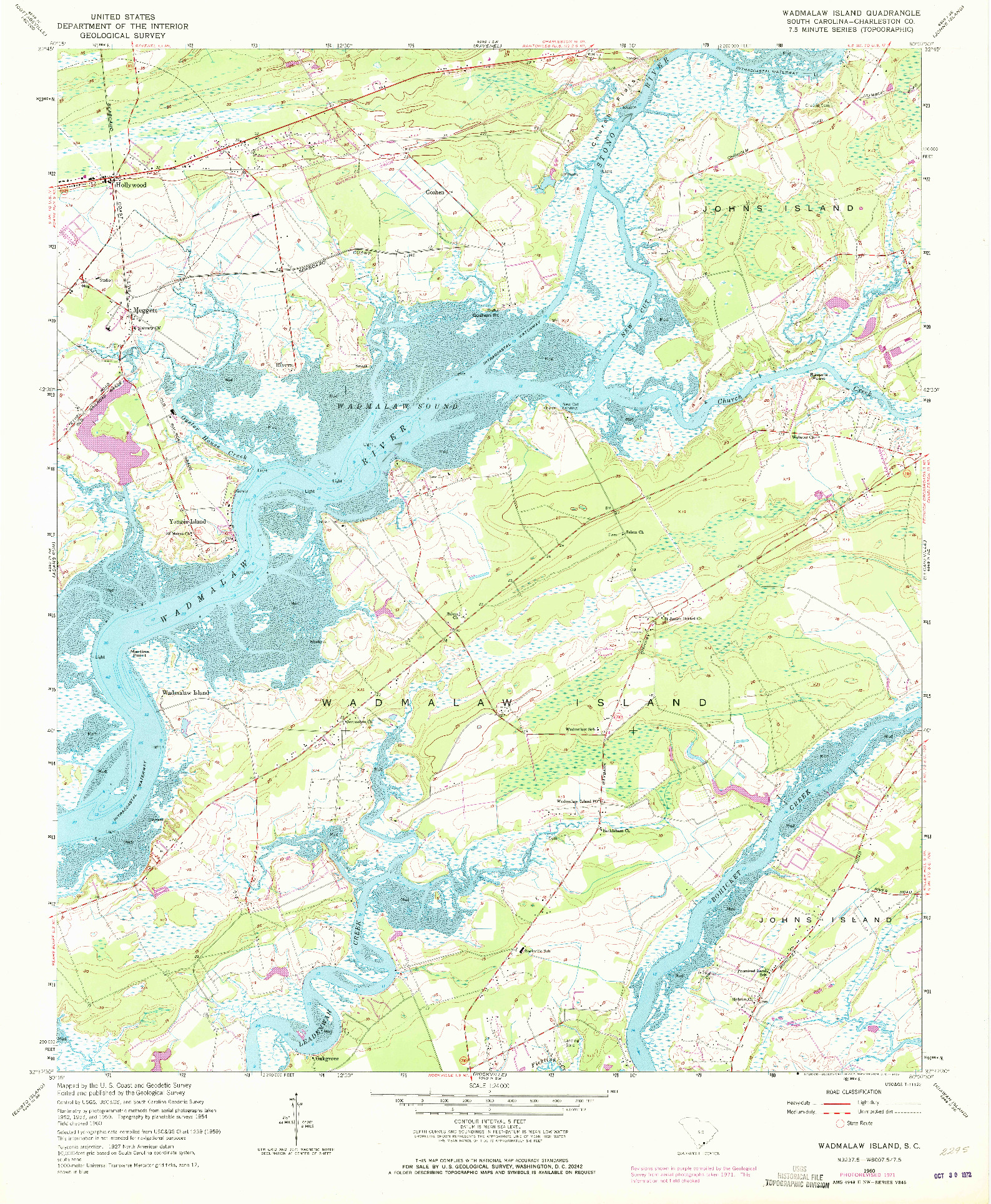 USGS 1:24000-SCALE QUADRANGLE FOR WADMALAW ISLAND, SC 1960