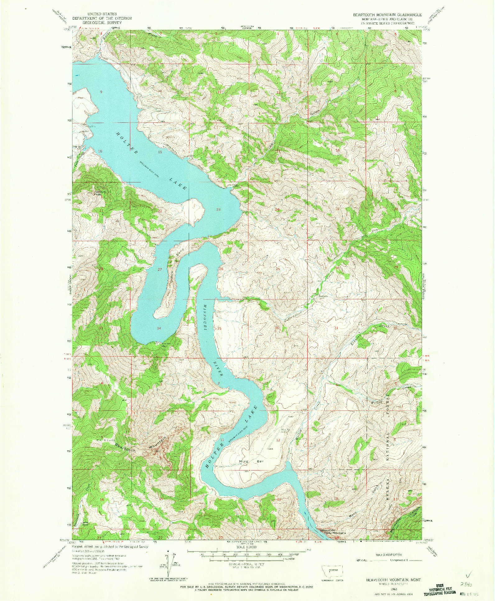 USGS 1:24000-SCALE QUADRANGLE FOR BEARTOOTH MOUNTAIN, MT 1962