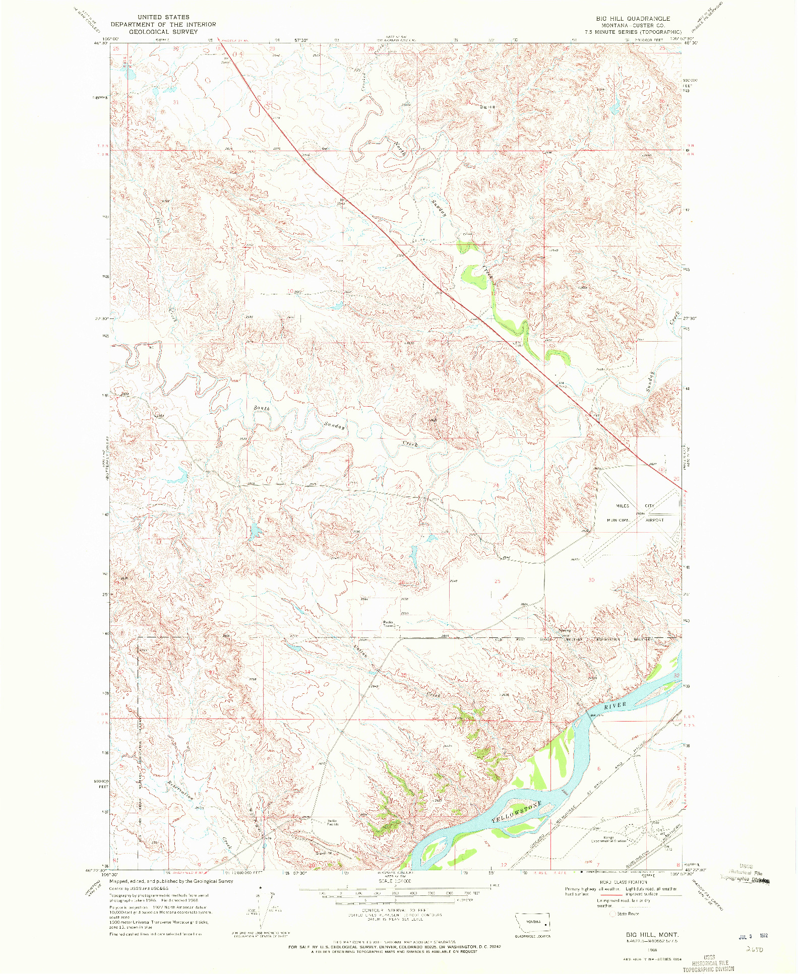 USGS 1:24000-SCALE QUADRANGLE FOR BIG HILL, MT 1968