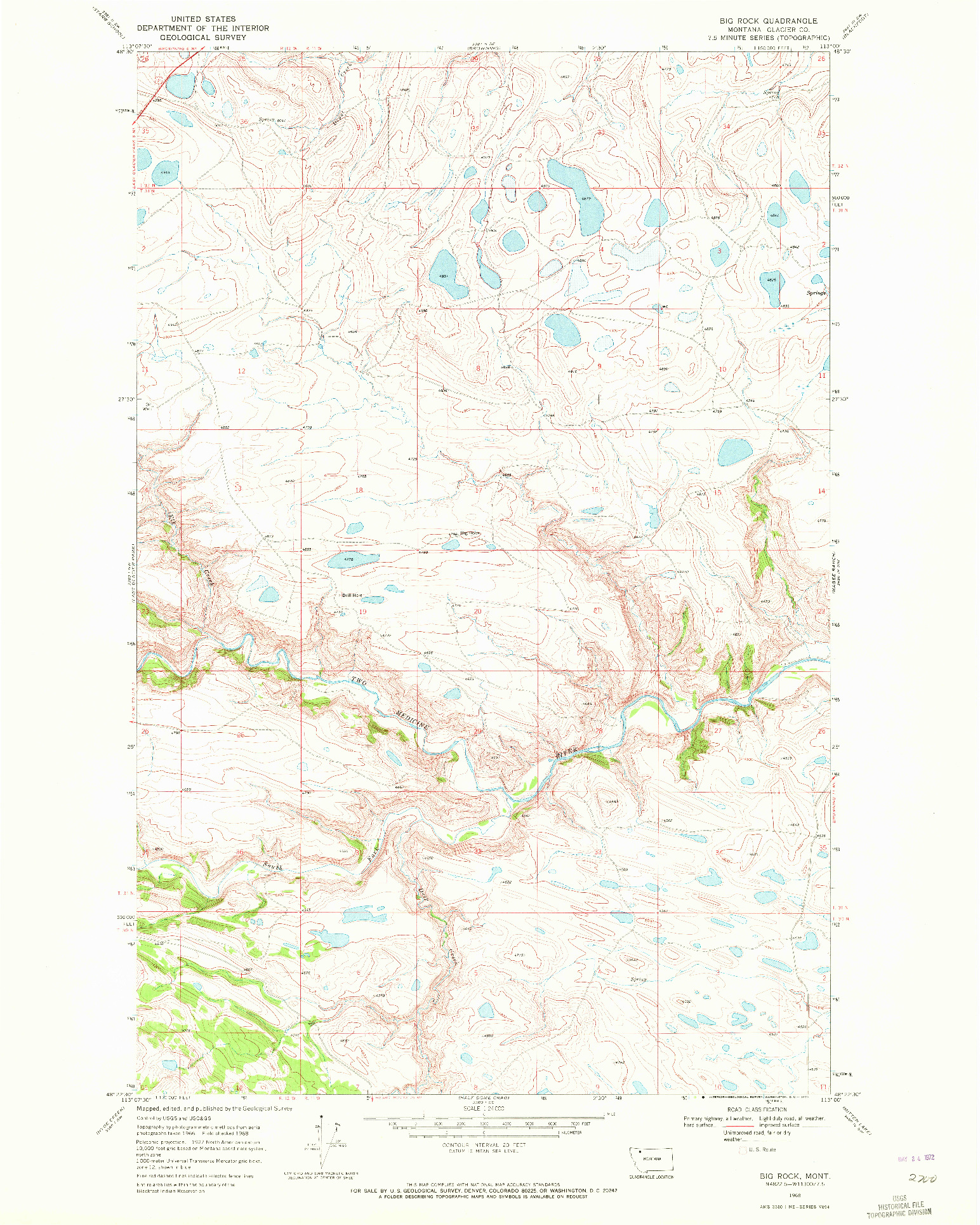 USGS 1:24000-SCALE QUADRANGLE FOR BIG ROCK, MT 1968