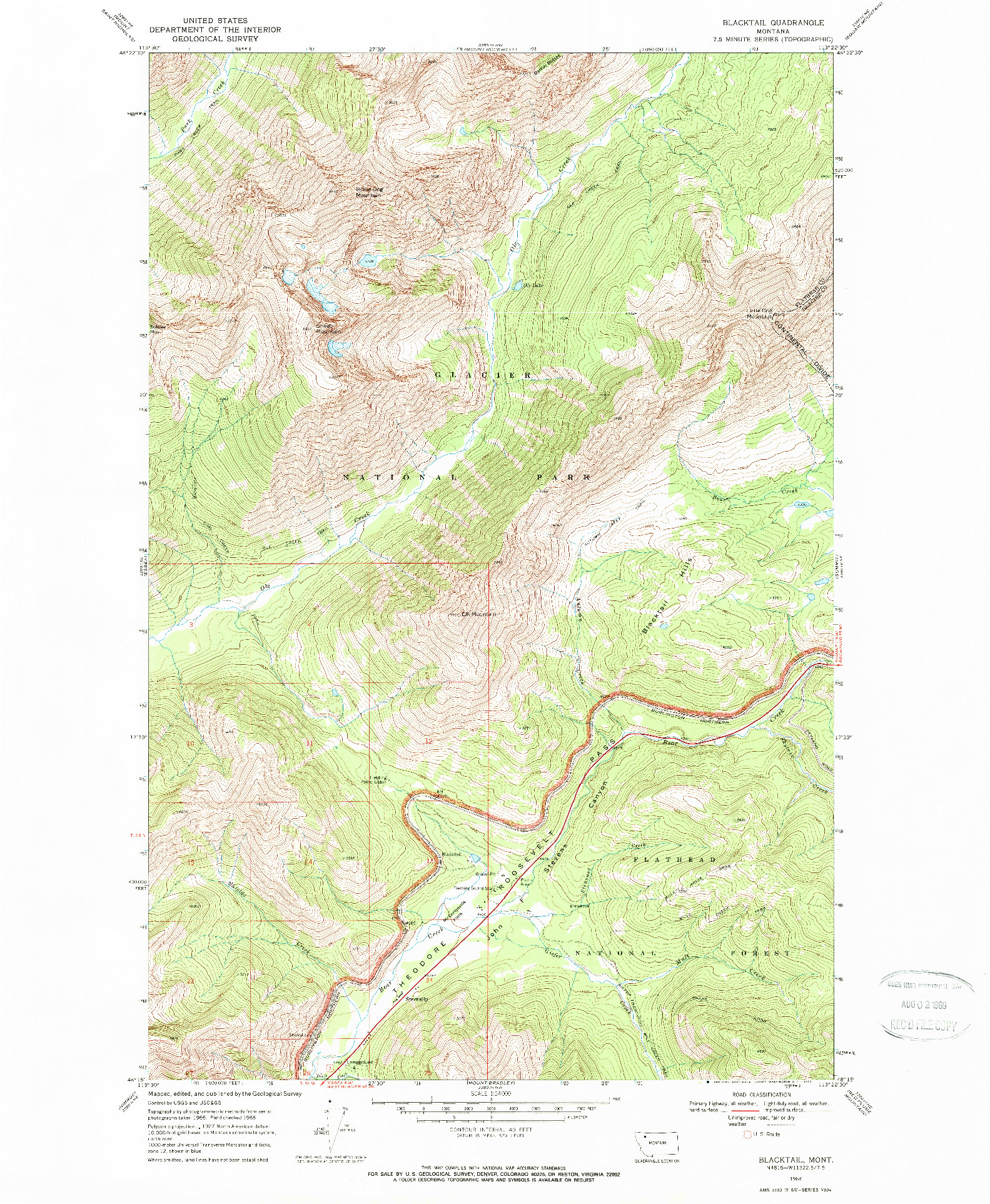 USGS 1:24000-SCALE QUADRANGLE FOR BLACKTAIL, MT 1968