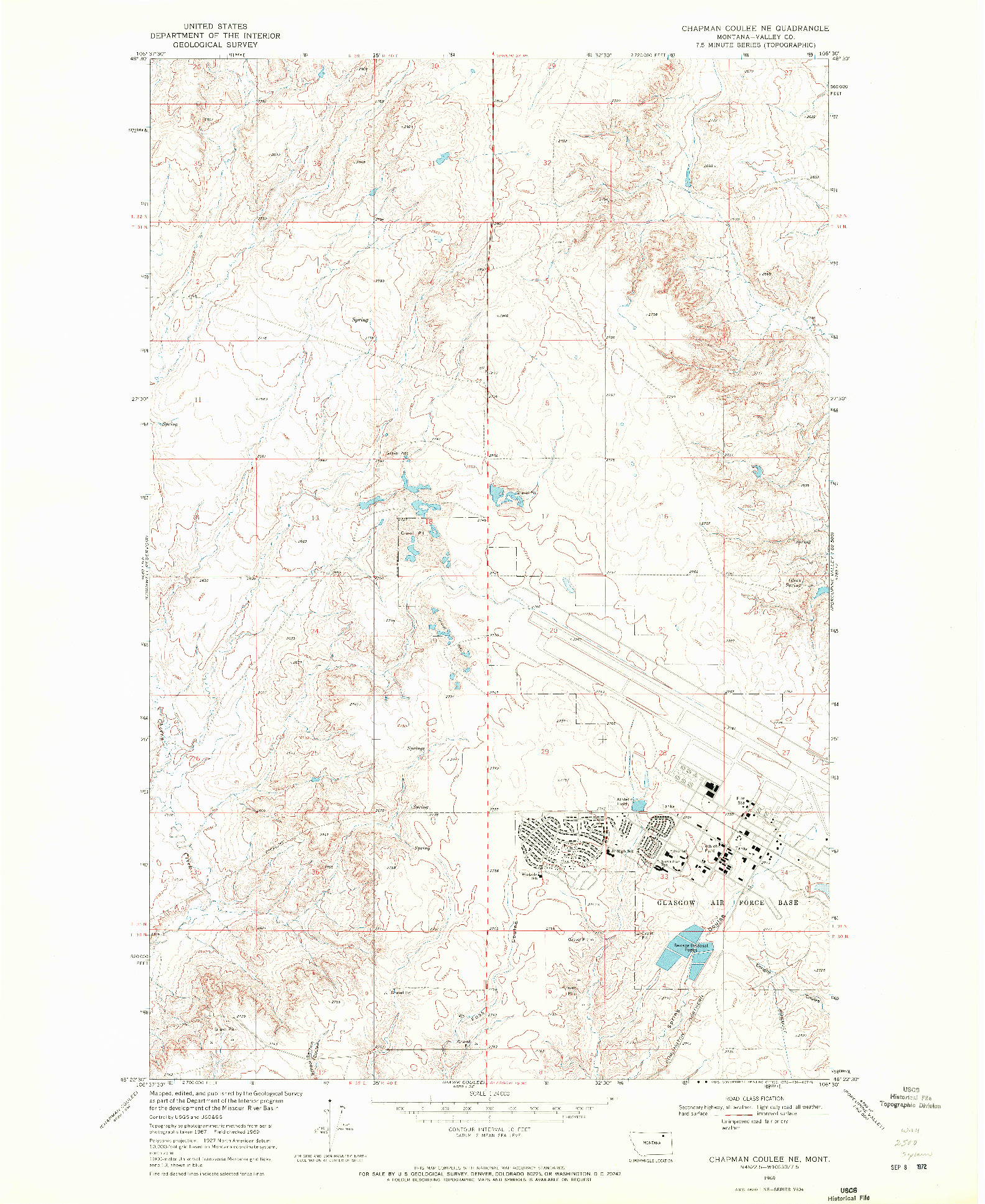 USGS 1:24000-SCALE QUADRANGLE FOR CHAPMAN COULEE NE, MT 1969