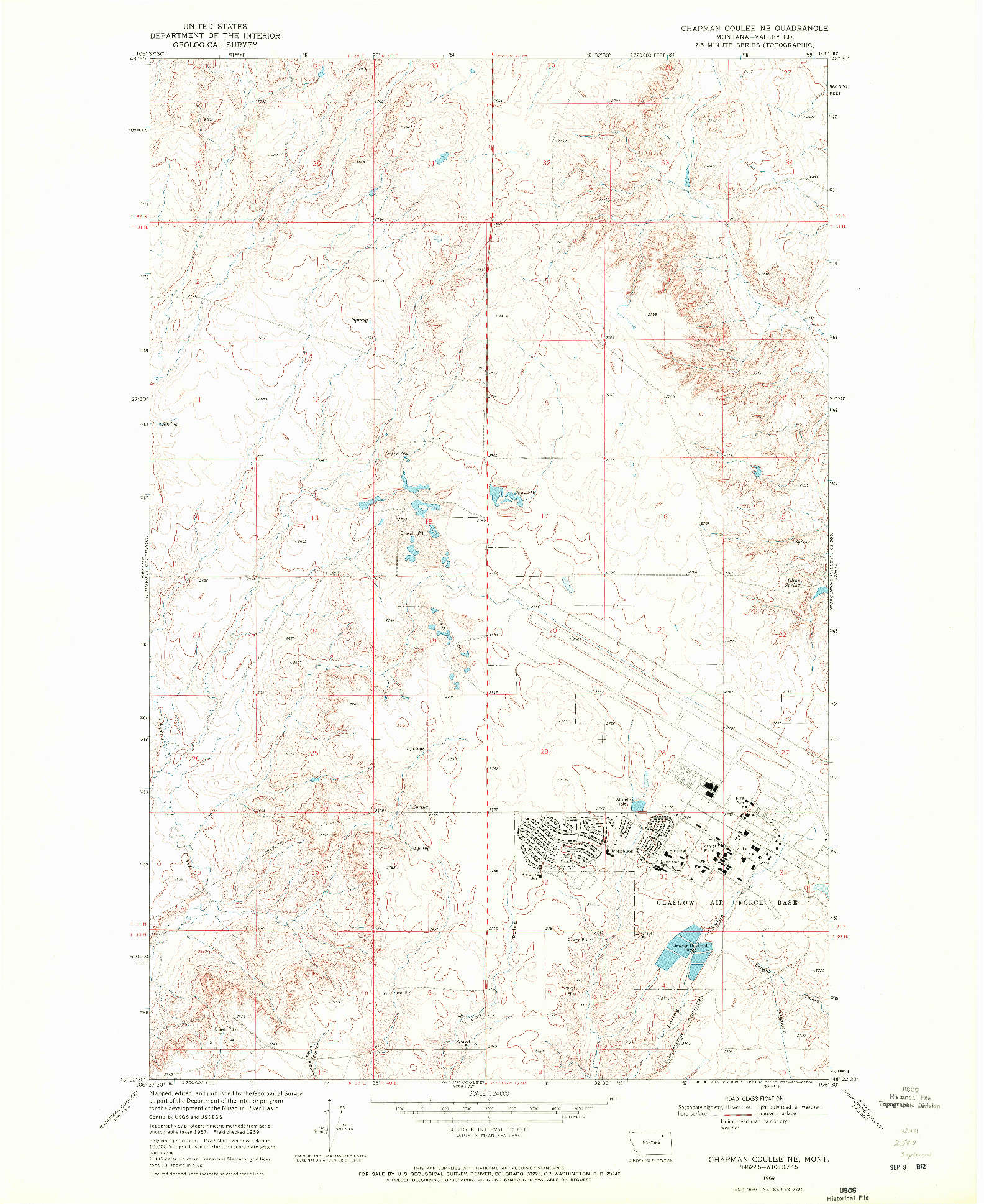 USGS 1:24000-SCALE QUADRANGLE FOR CHAPMAN COULEE NE, MT 1969