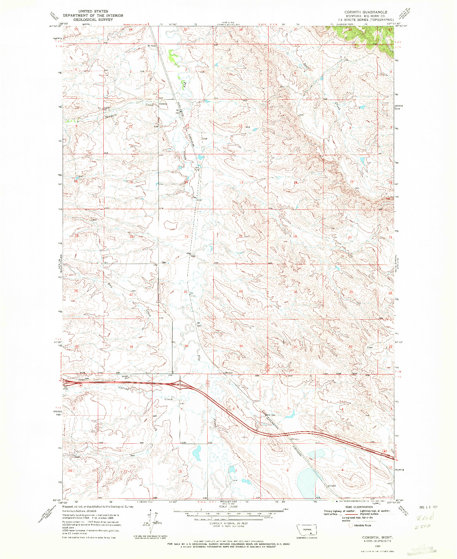 USGS 1:24000-SCALE QUADRANGLE FOR CORINTH, MT 1969