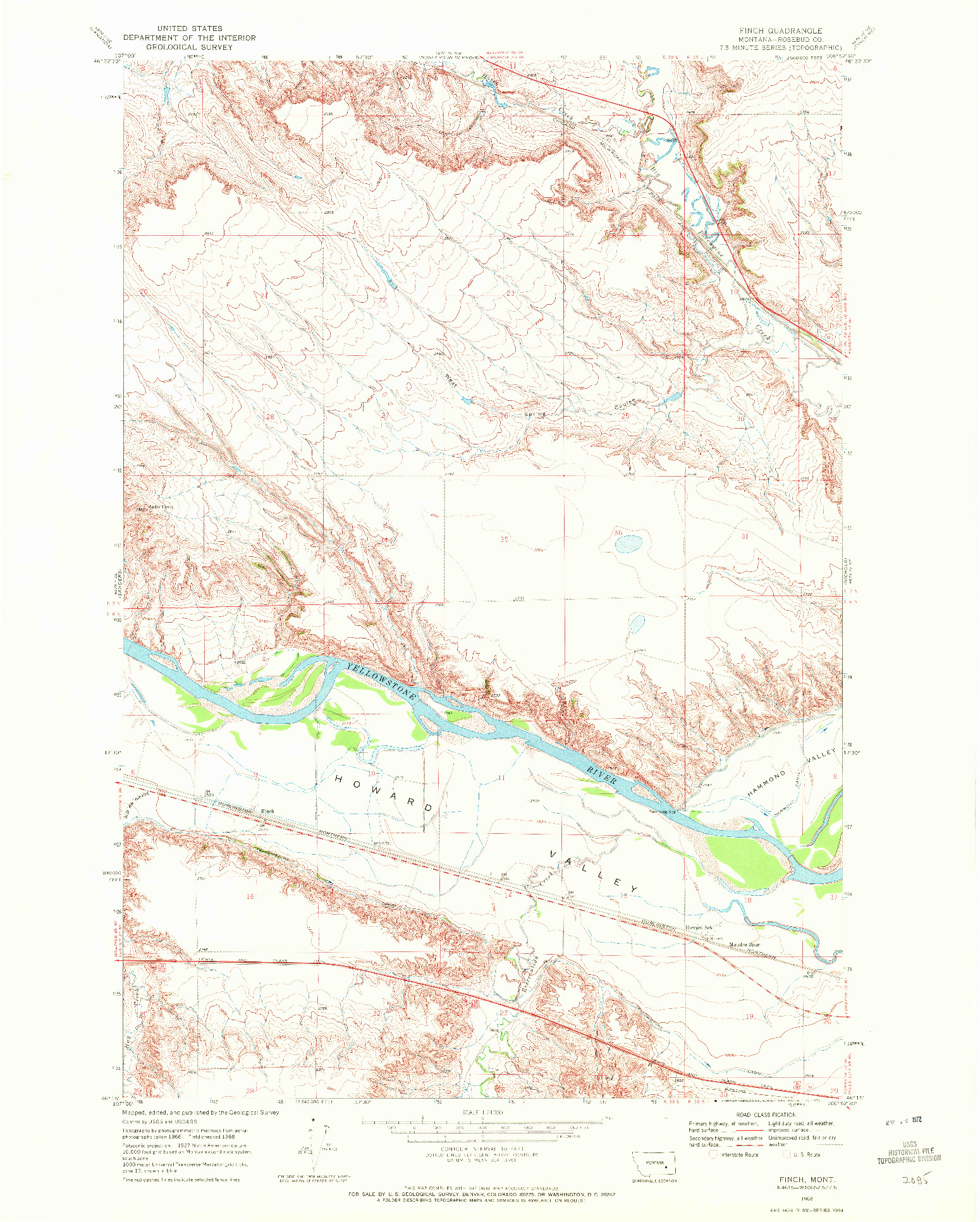 USGS 1:24000-SCALE QUADRANGLE FOR FINCH, MT 1968