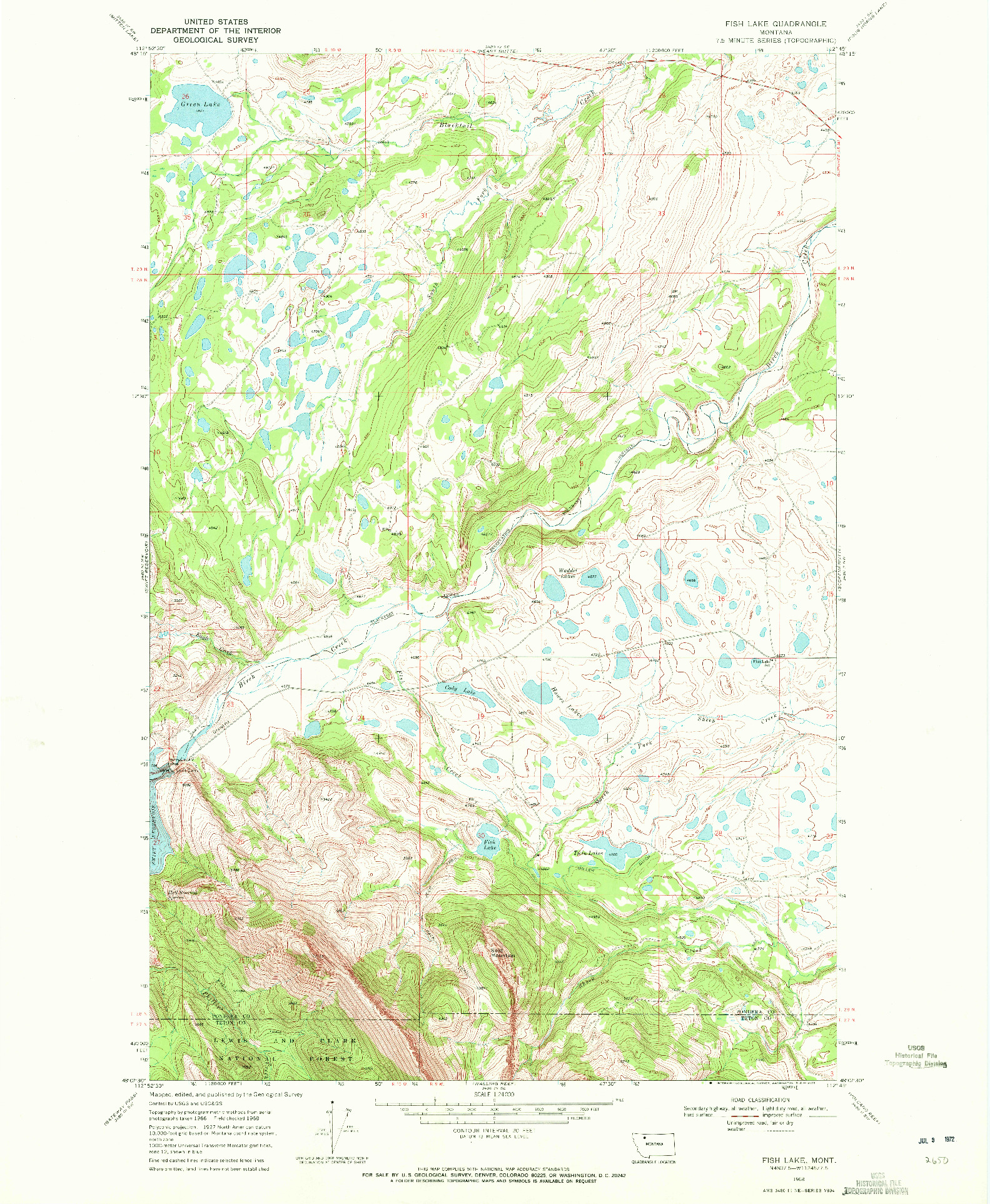 USGS 1:24000-SCALE QUADRANGLE FOR FISH LAKE, MT 1968