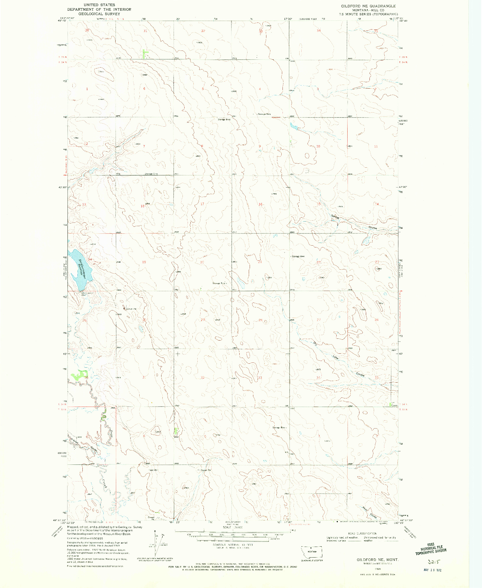 USGS 1:24000-SCALE QUADRANGLE FOR GILDFORD NE, MT 1969