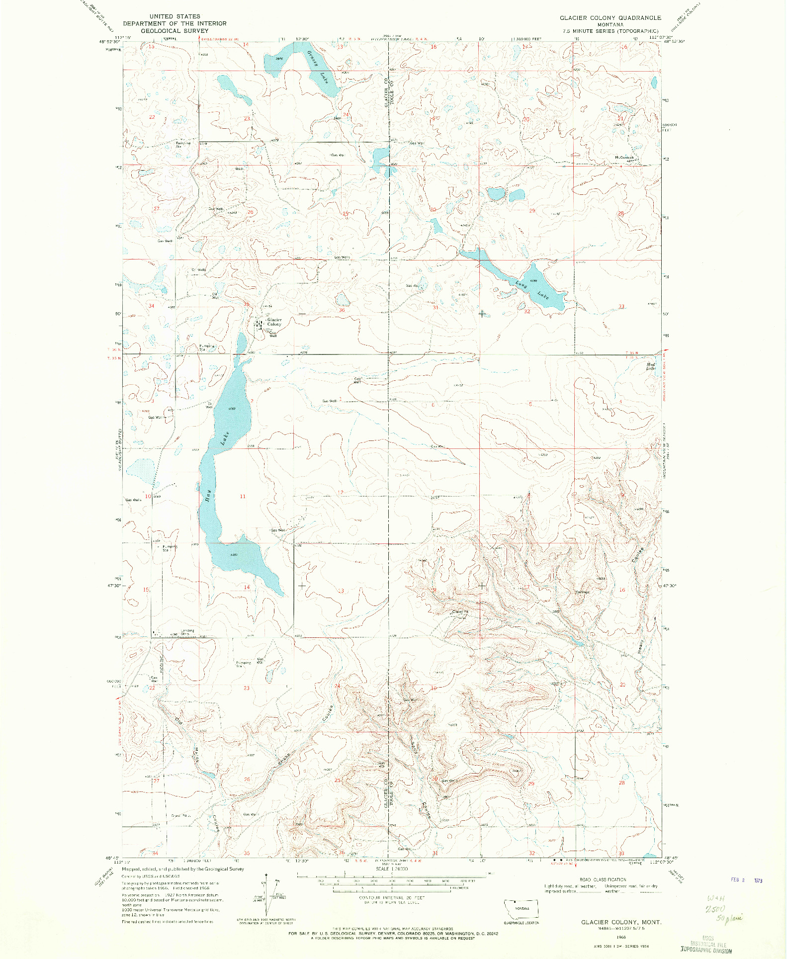 USGS 1:24000-SCALE QUADRANGLE FOR GLACIER COLONY, MT 1968