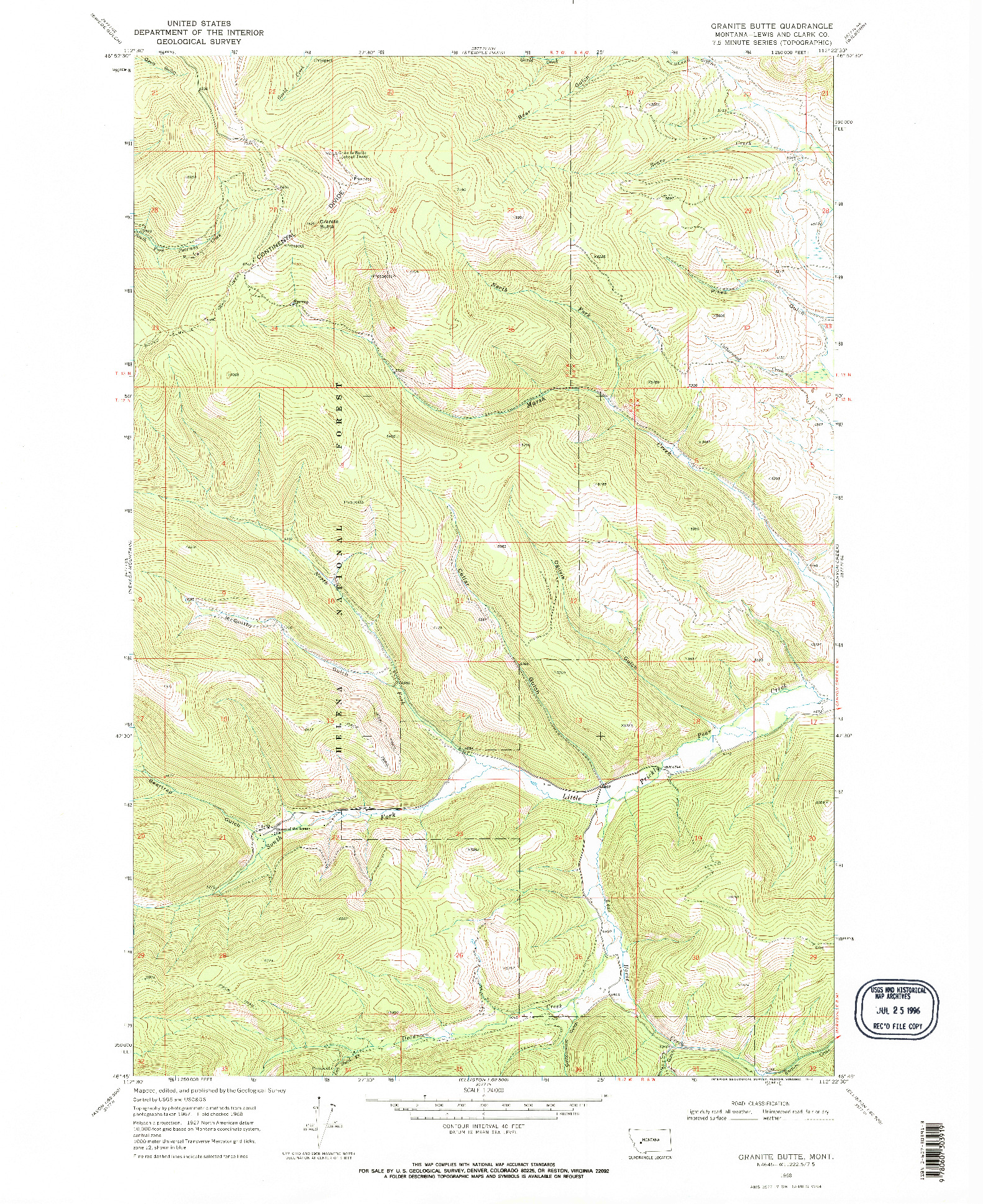 USGS 1:24000-SCALE QUADRANGLE FOR GRANITE BUTTE, MT 1968