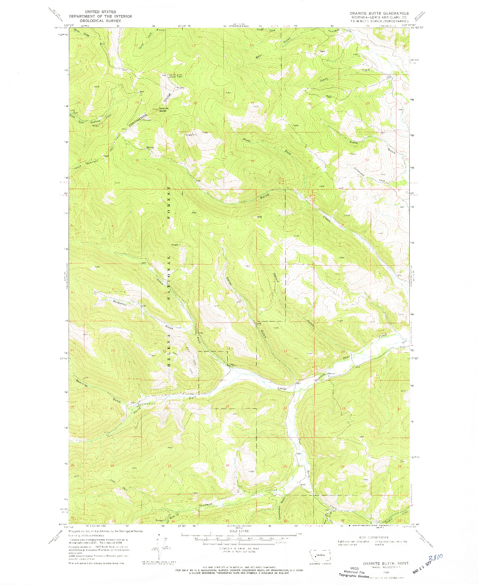 USGS 1:24000-SCALE QUADRANGLE FOR GRANITE BUTTE, MT 1968