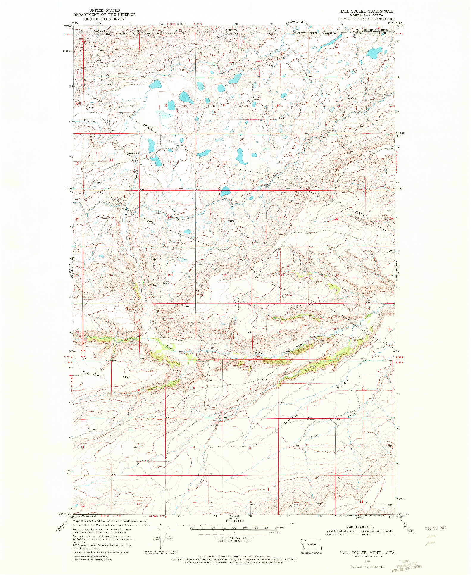 USGS 1:24000-SCALE QUADRANGLE FOR HALL COULEE, MT 1968
