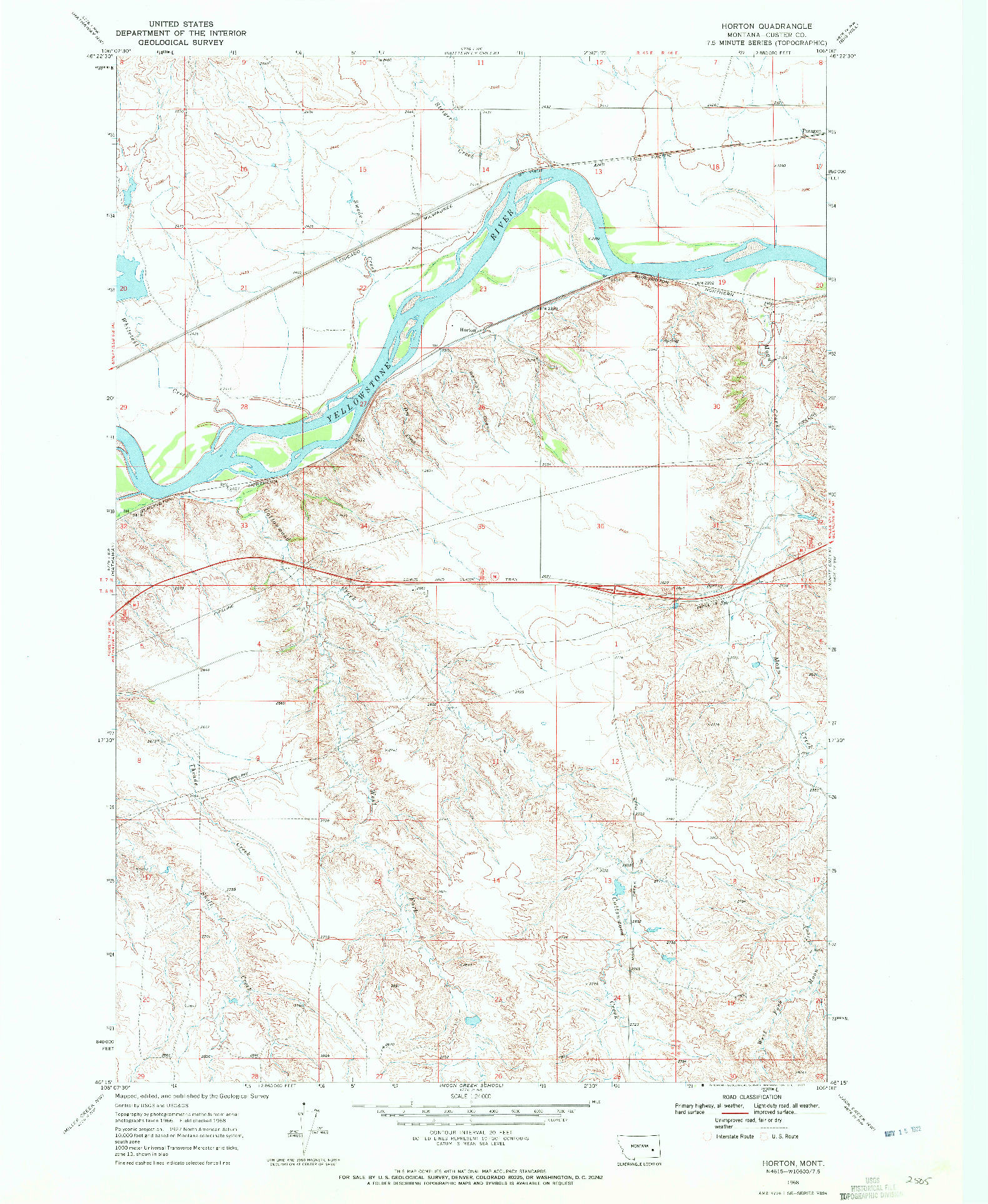 USGS 1:24000-SCALE QUADRANGLE FOR HORTON, MT 1968