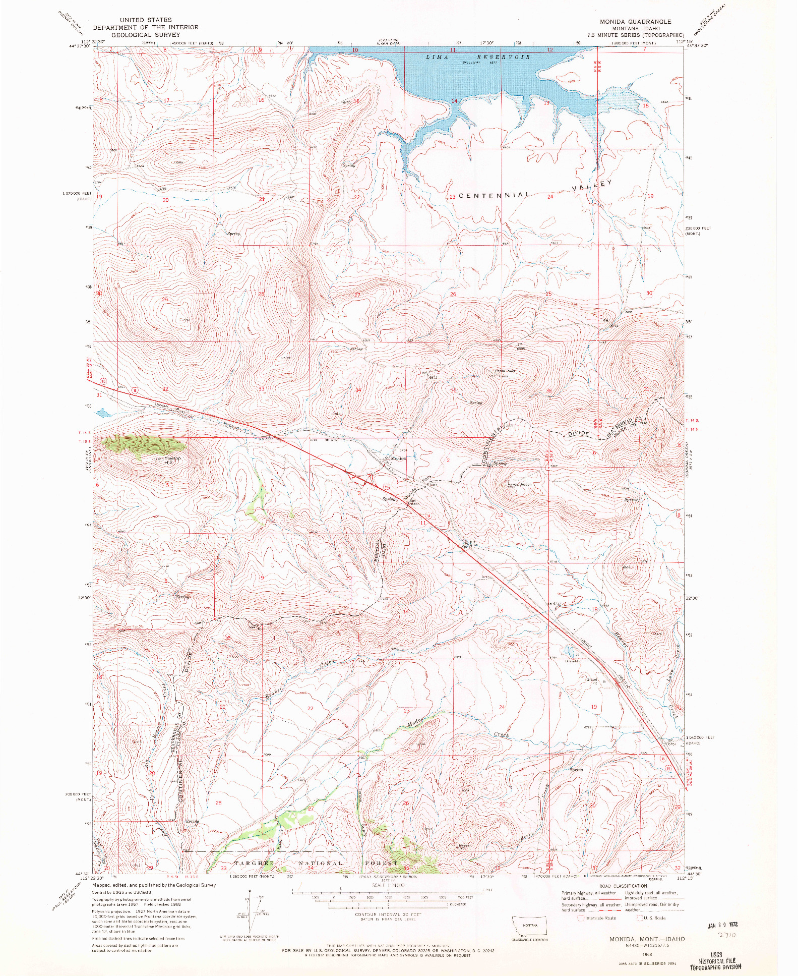 USGS 1:24000-SCALE QUADRANGLE FOR MONIDA, MT 1968