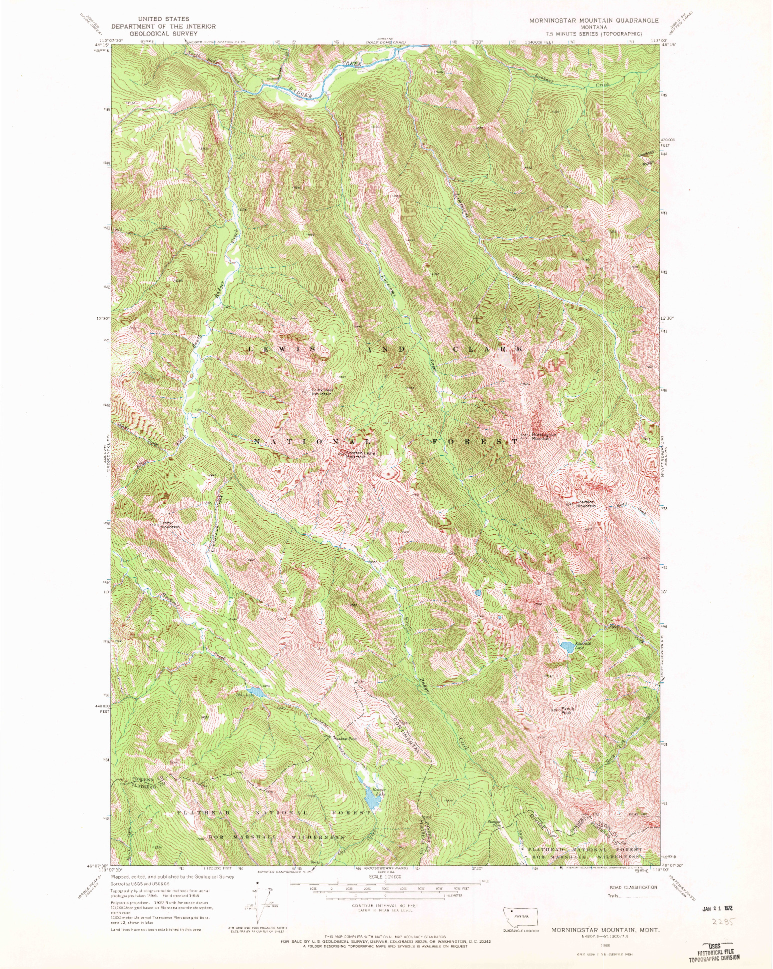 USGS 1:24000-SCALE QUADRANGLE FOR MORNINGSTAR MOUNTAIN, MT 1968