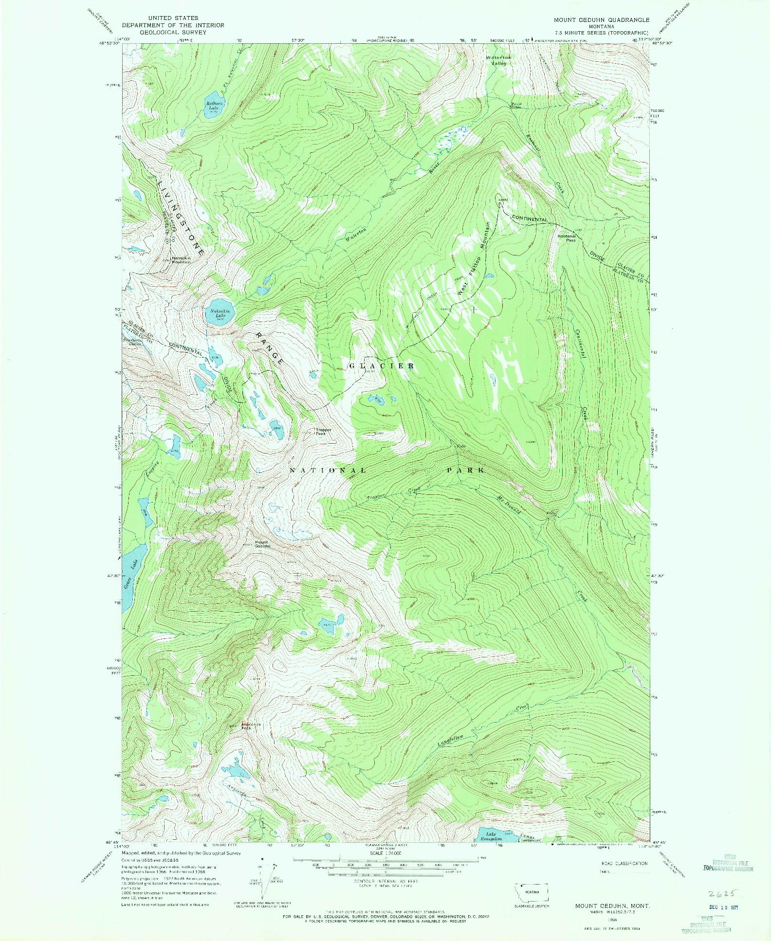 USGS 1:24000-SCALE QUADRANGLE FOR MOUNT GEDUHN, MT 1968