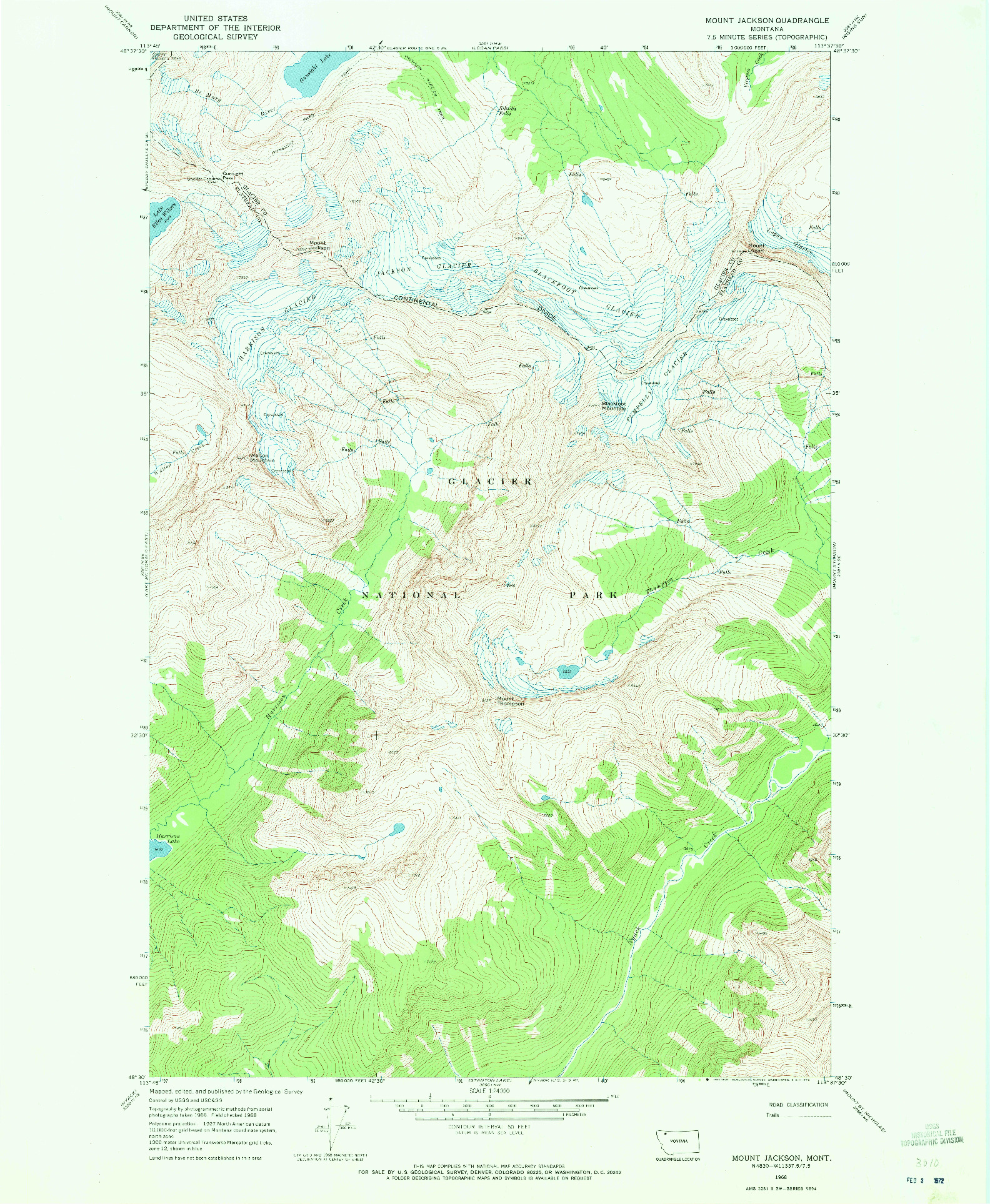 USGS 1:24000-SCALE QUADRANGLE FOR MOUNT JACKSON, MT 1968