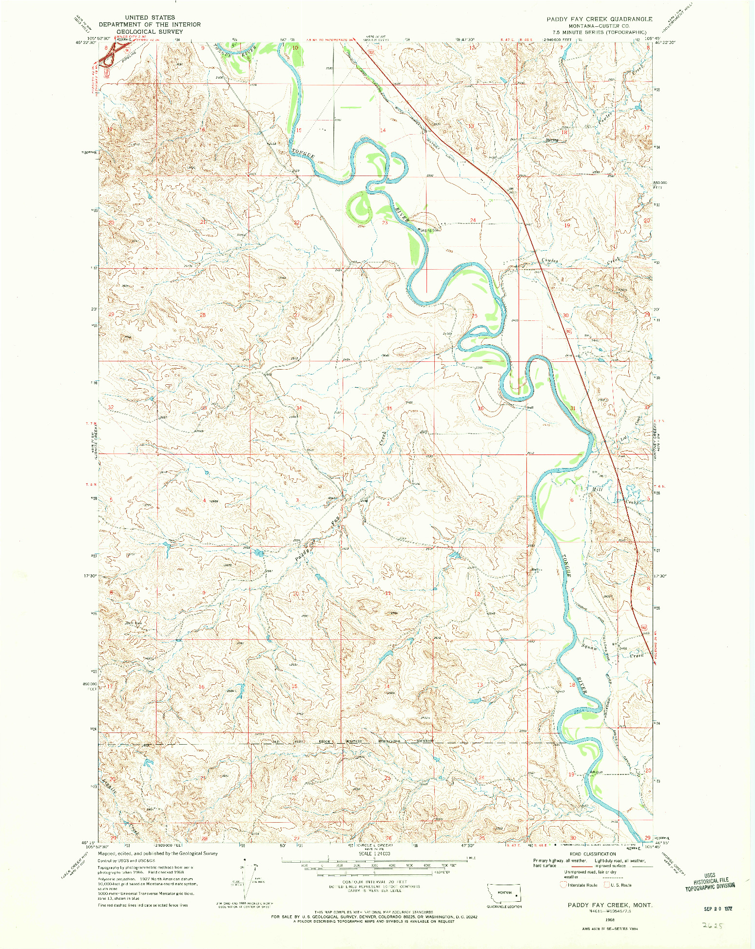 USGS 1:24000-SCALE QUADRANGLE FOR PADDY FAY CREEK, MT 1968