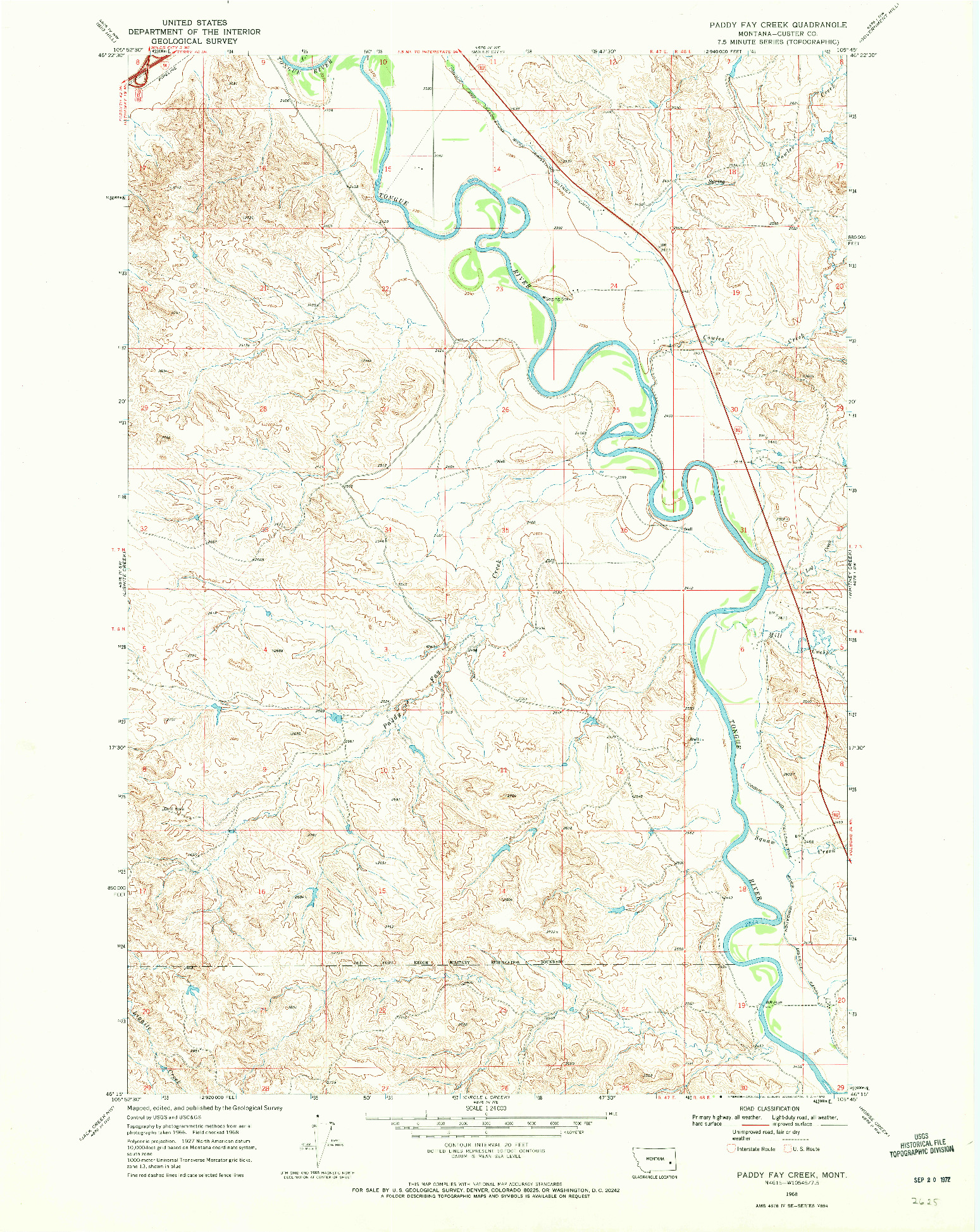 USGS 1:24000-SCALE QUADRANGLE FOR PADDY FAY CREEK, MT 1968