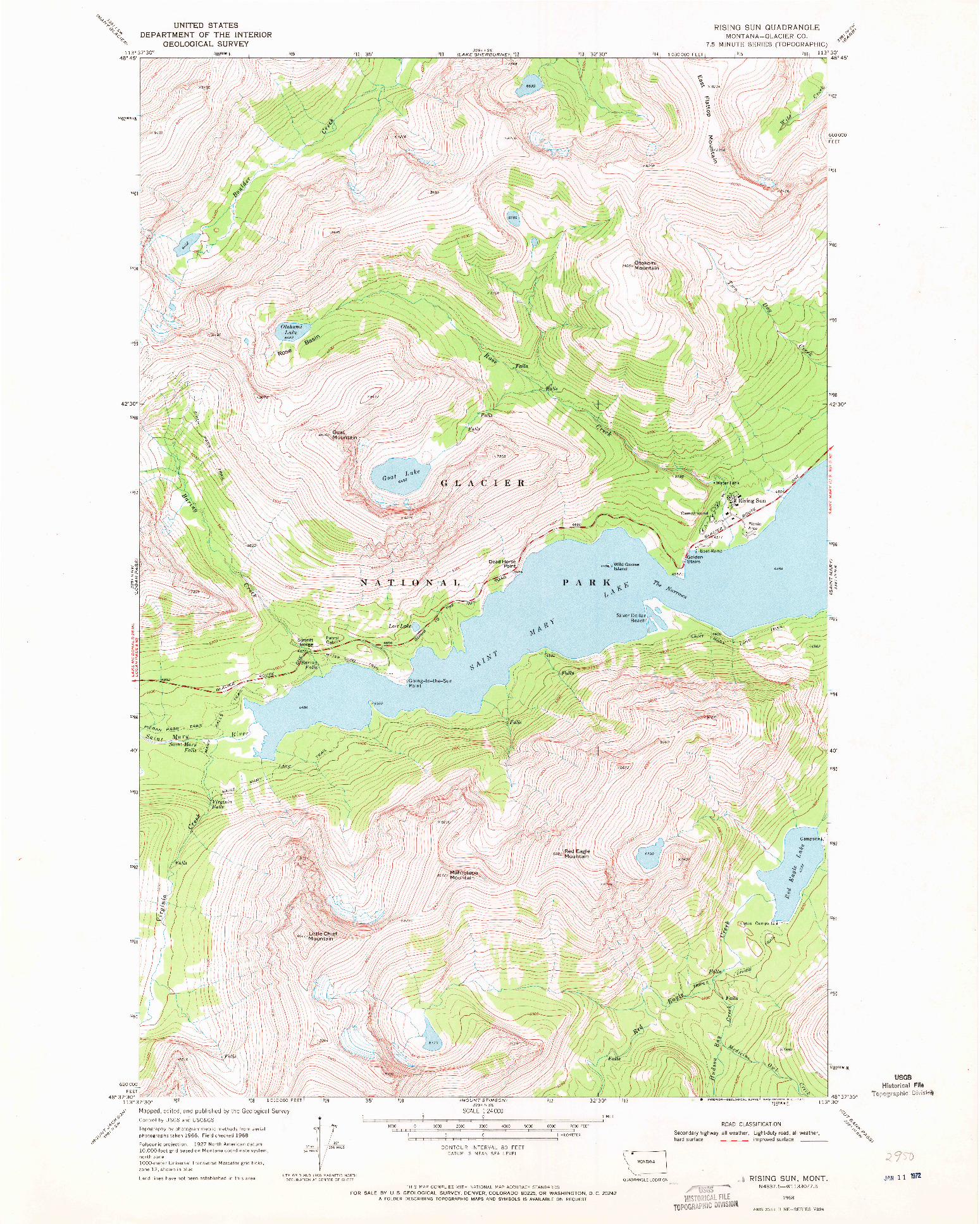 USGS 1:24000-SCALE QUADRANGLE FOR RISING SUN, MT 1968