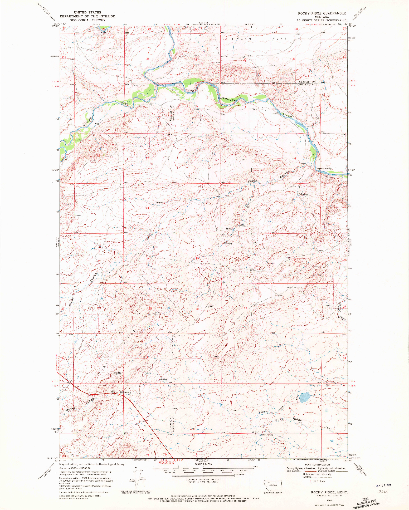 USGS 1:24000-SCALE QUADRANGLE FOR ROCKY RIDGE, MT 1968