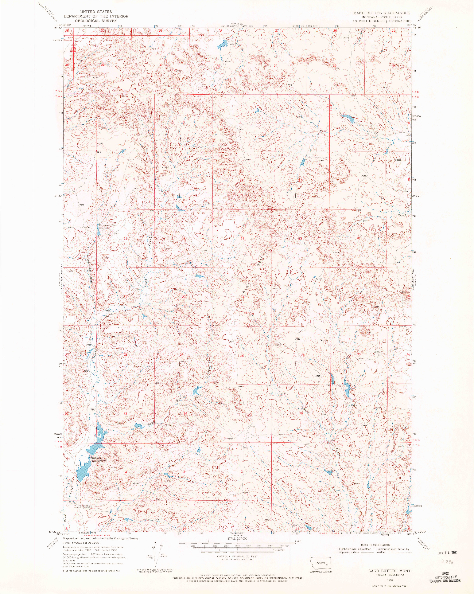 USGS 1:24000-SCALE QUADRANGLE FOR SAND BUTTES, MT 1968